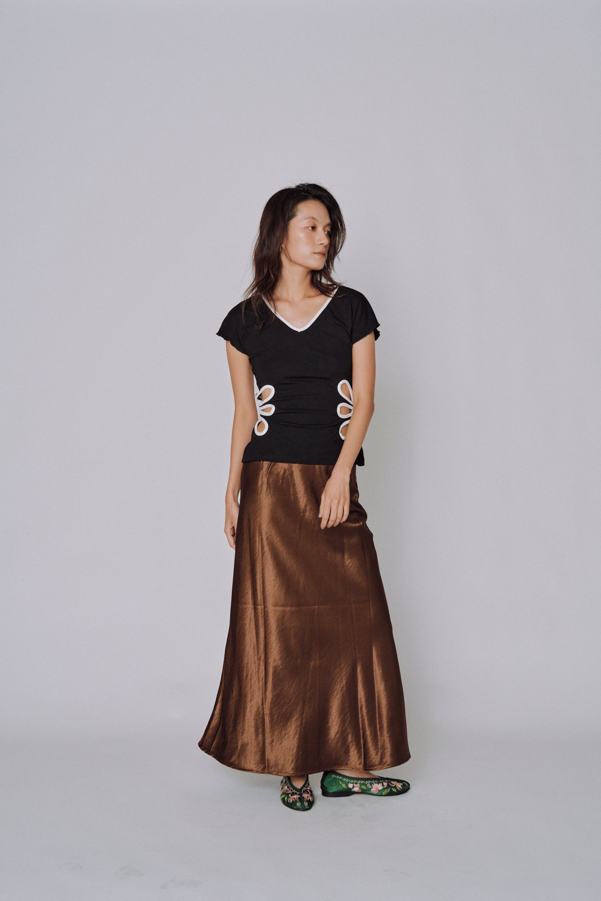 Glossy Flow Satin Skirt