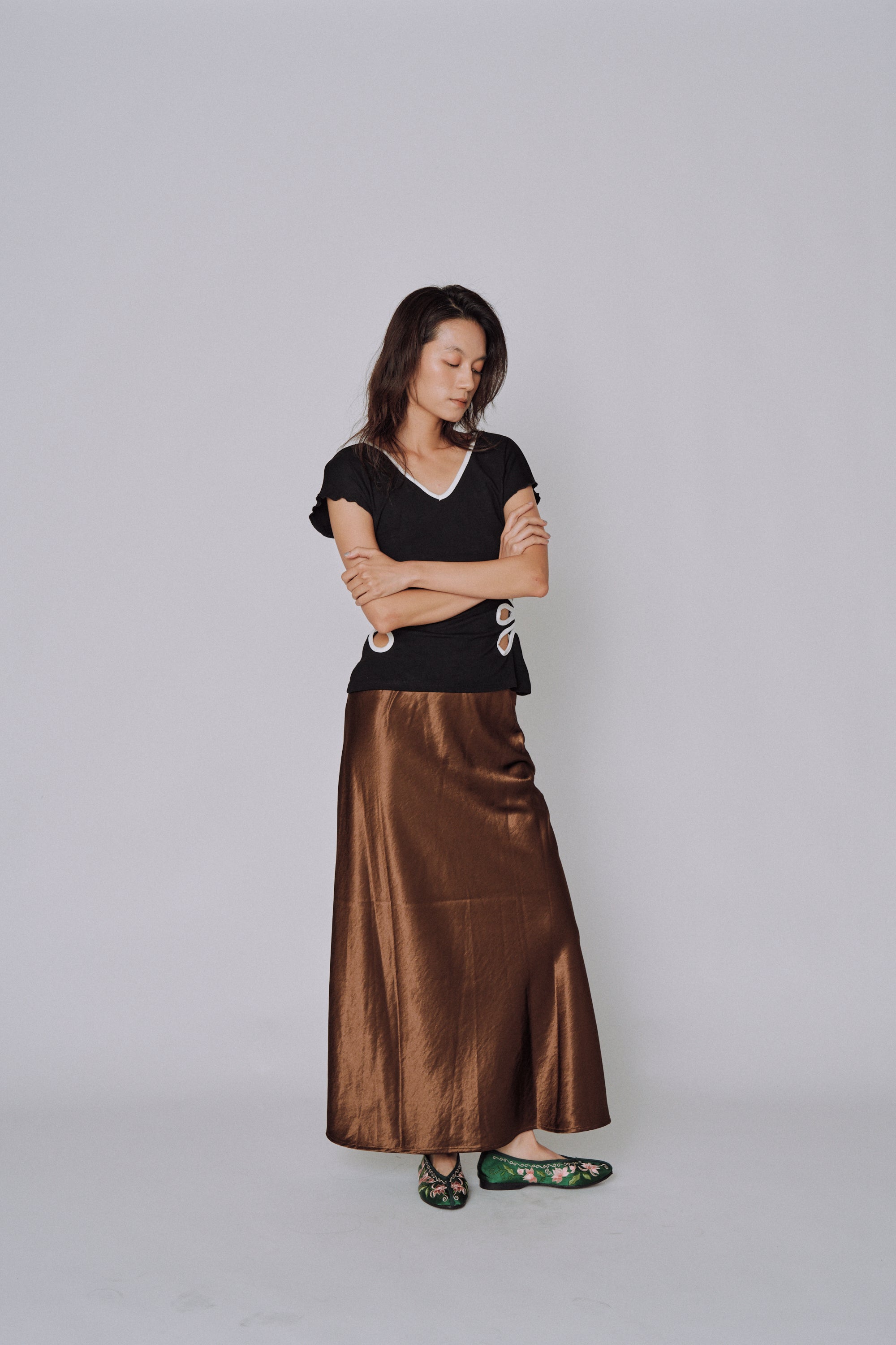Glossy Flow Satin Skirt