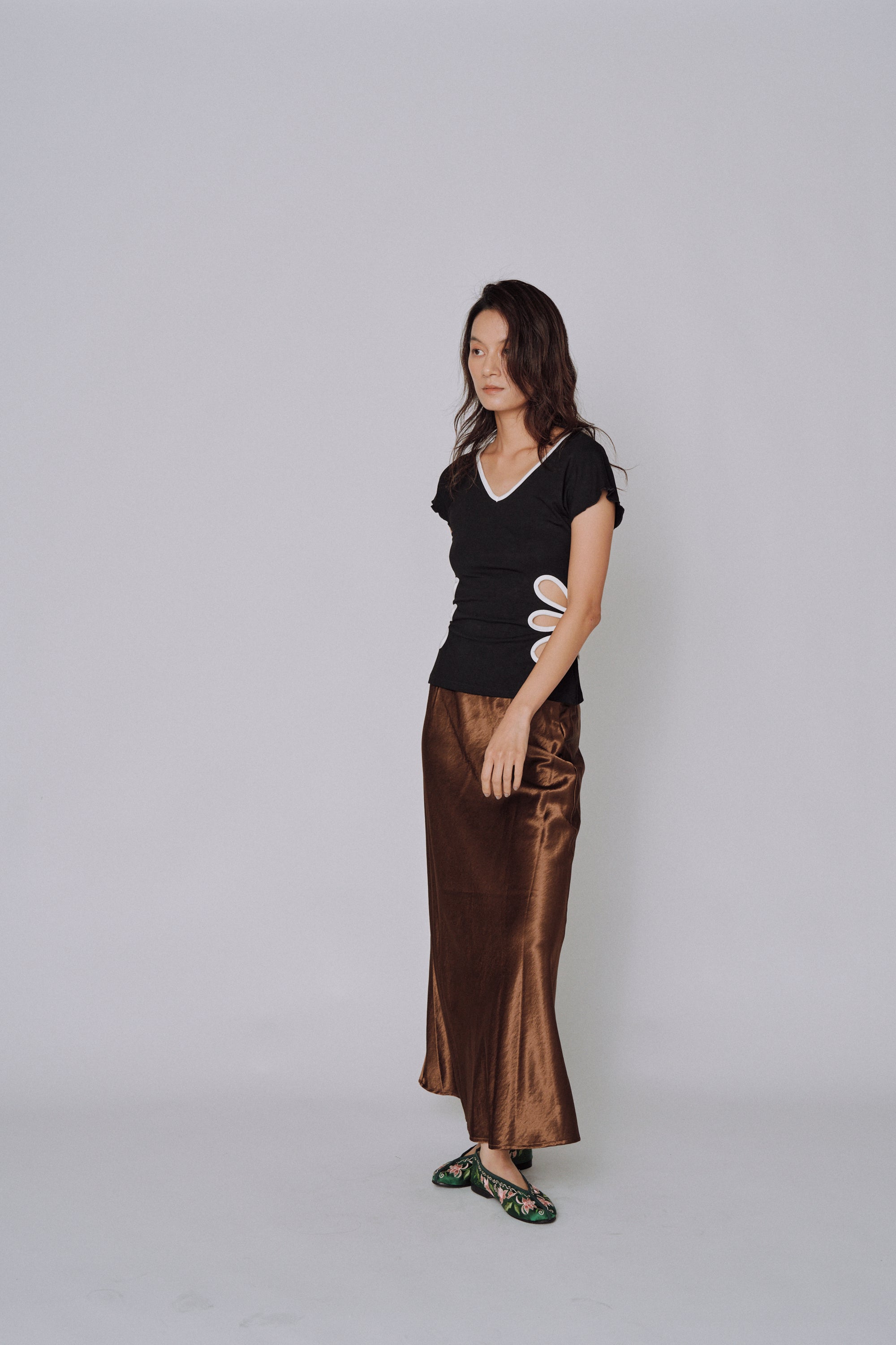 Glossy Flow Satin Skirt