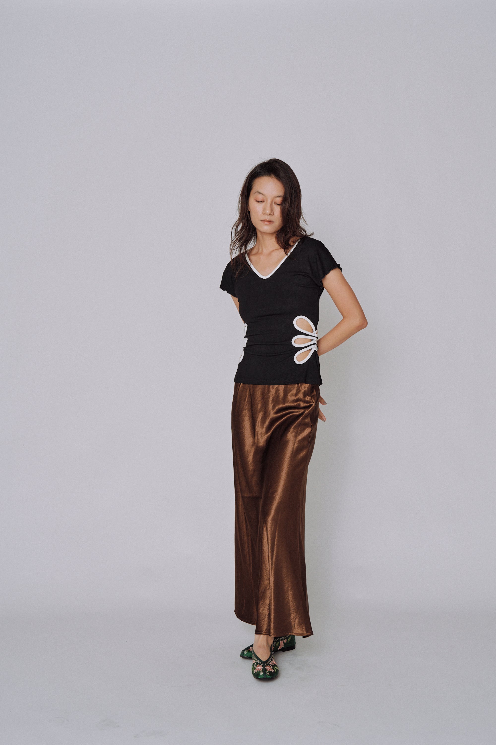 Glossy Flow Satin Skirt