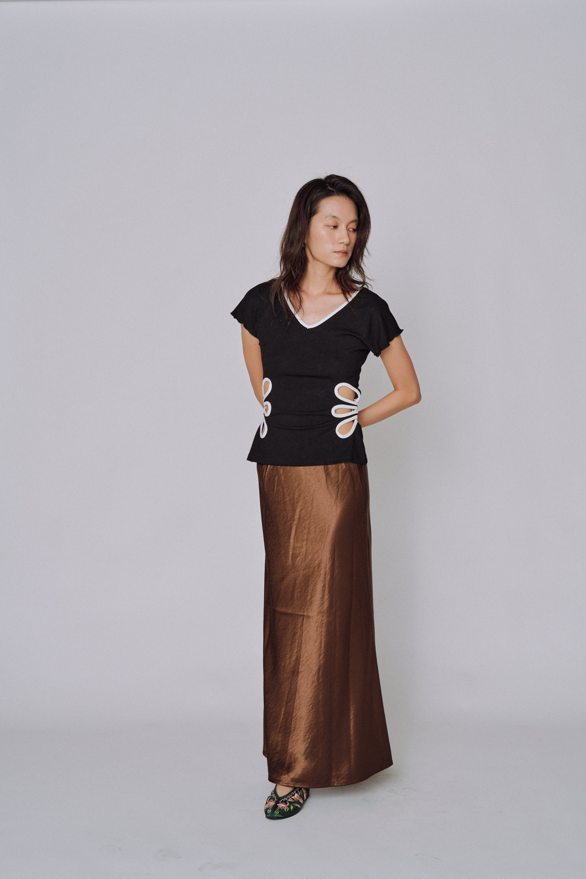 Glossy Flow Satin Skirt