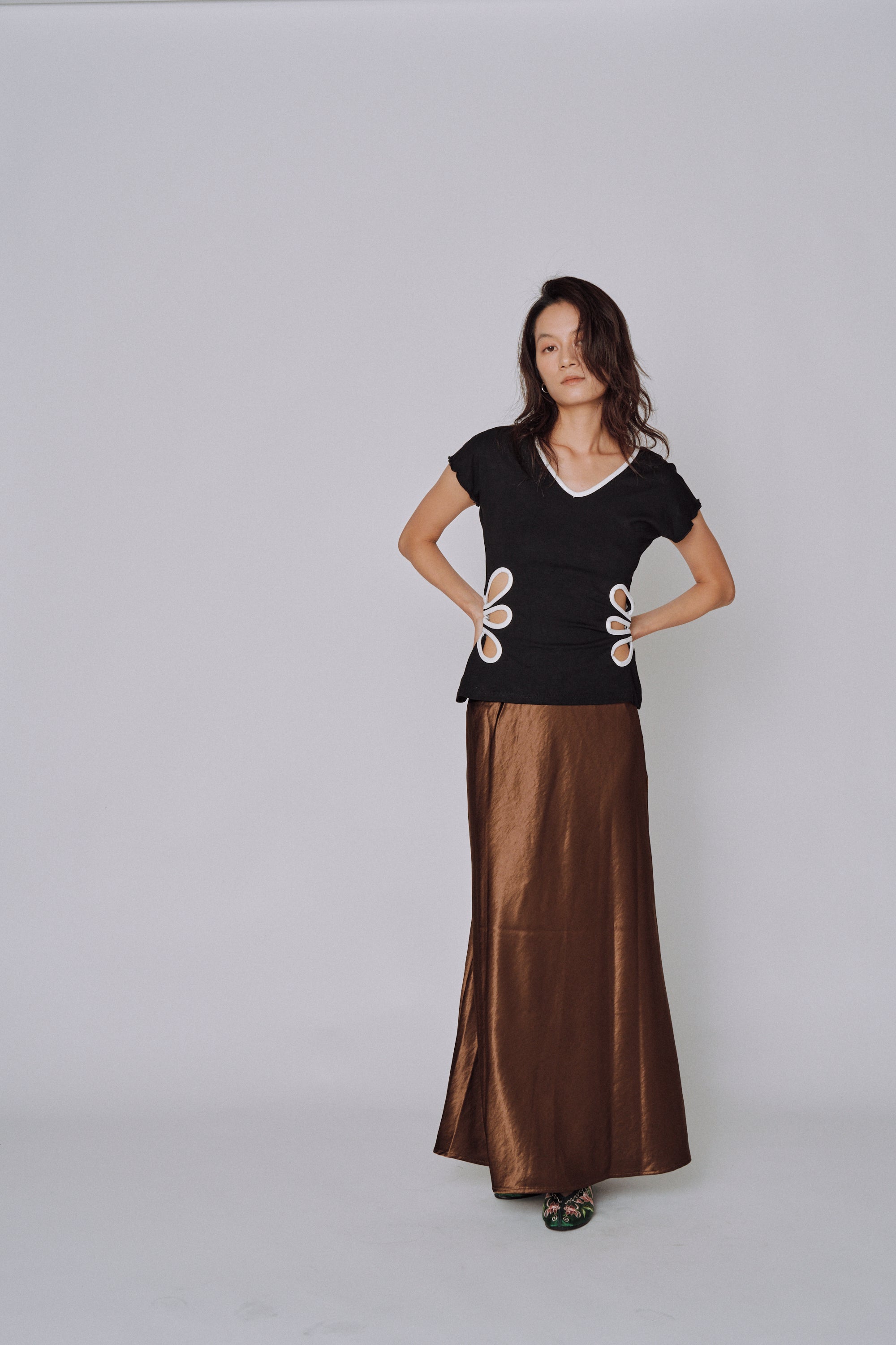 Glossy Flow Satin Skirt