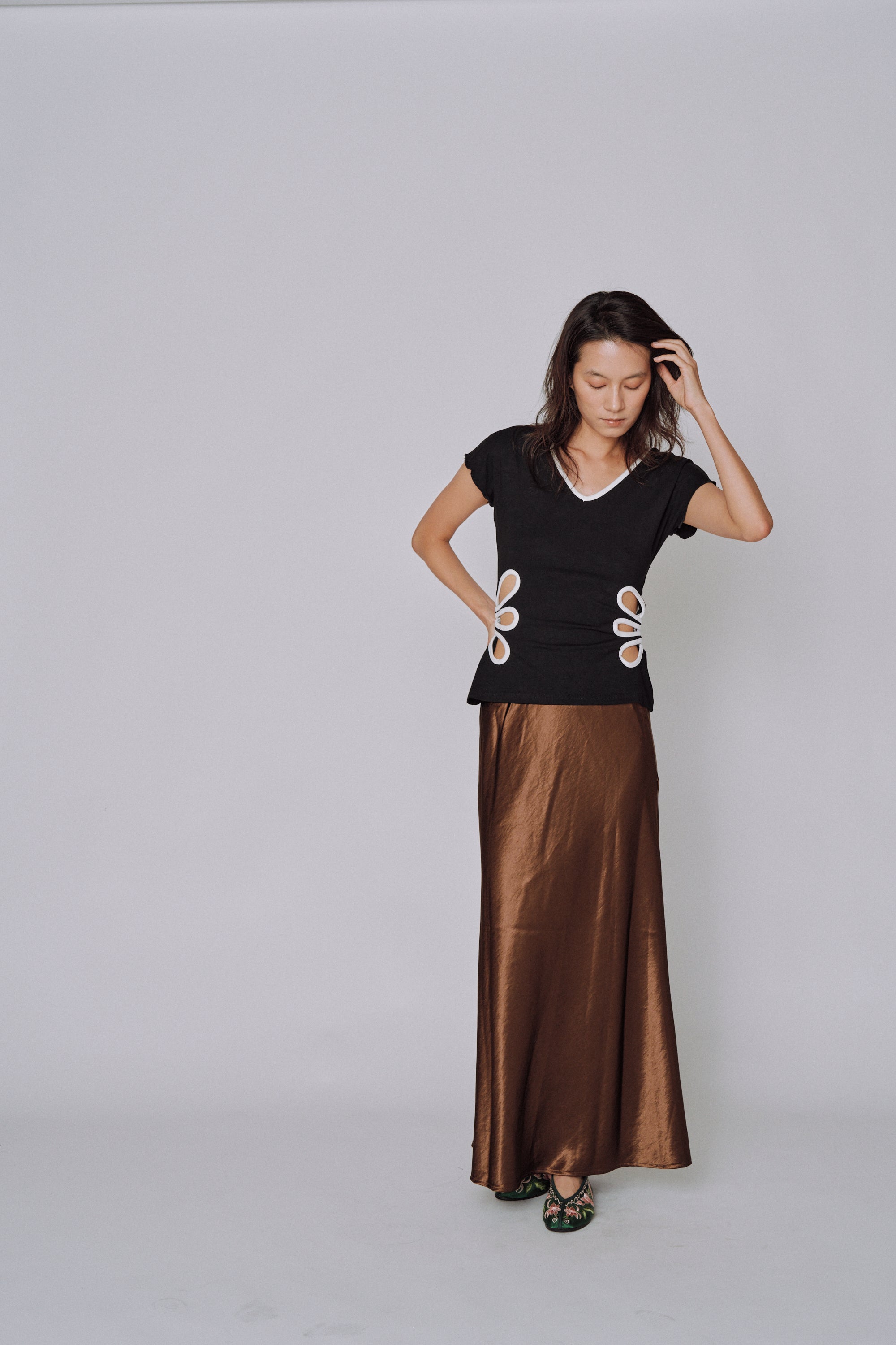 Glossy Flow Satin Skirt