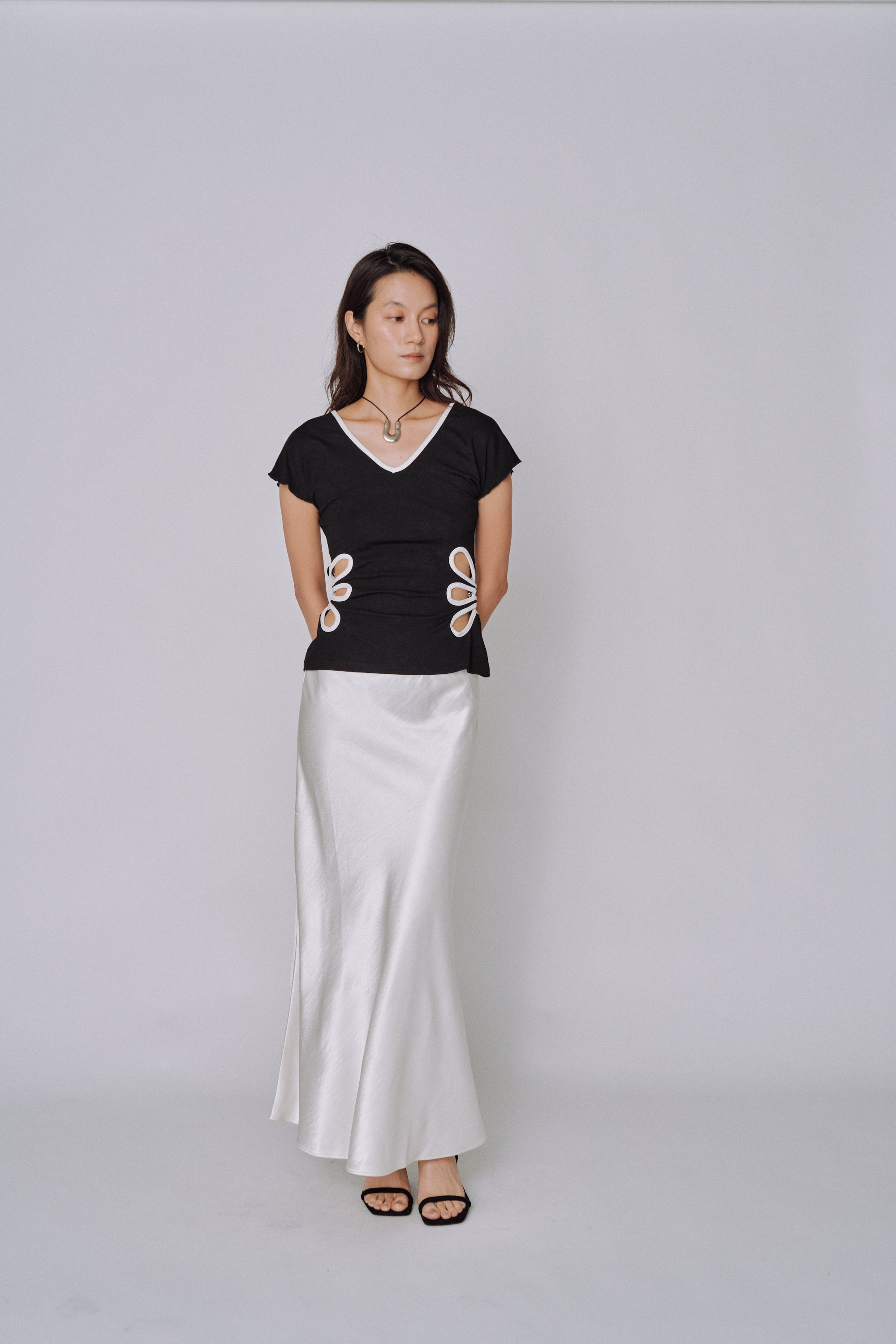 Glossy Flow Satin Skirt