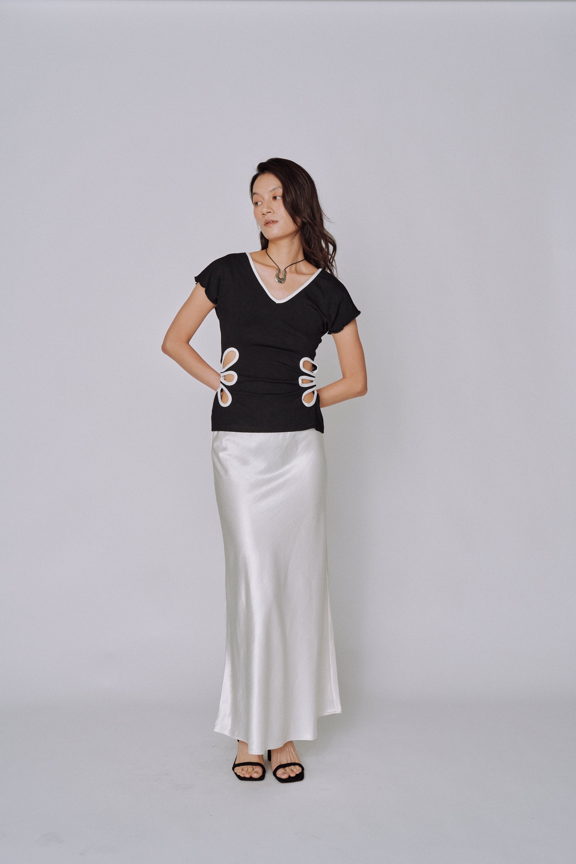 Glossy Flow Satin Skirt