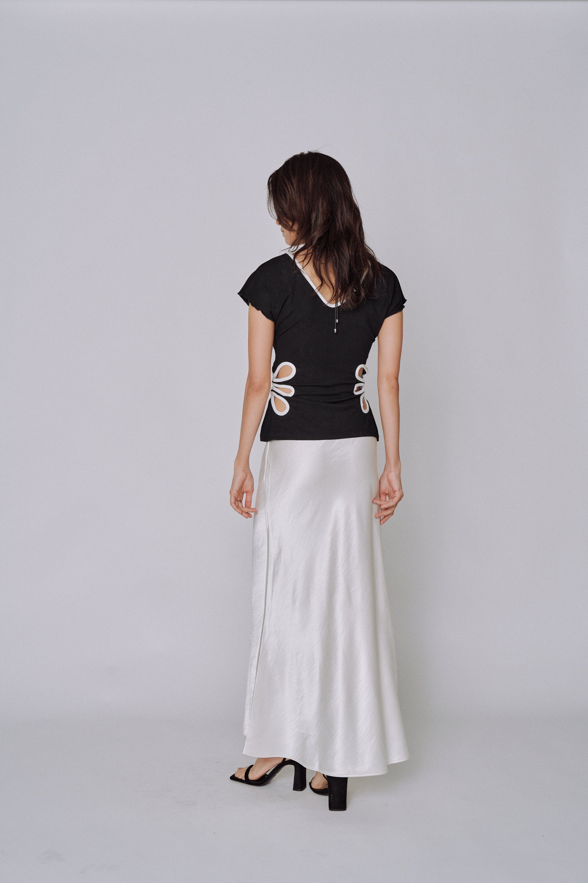 Glossy Flow Satin Skirt