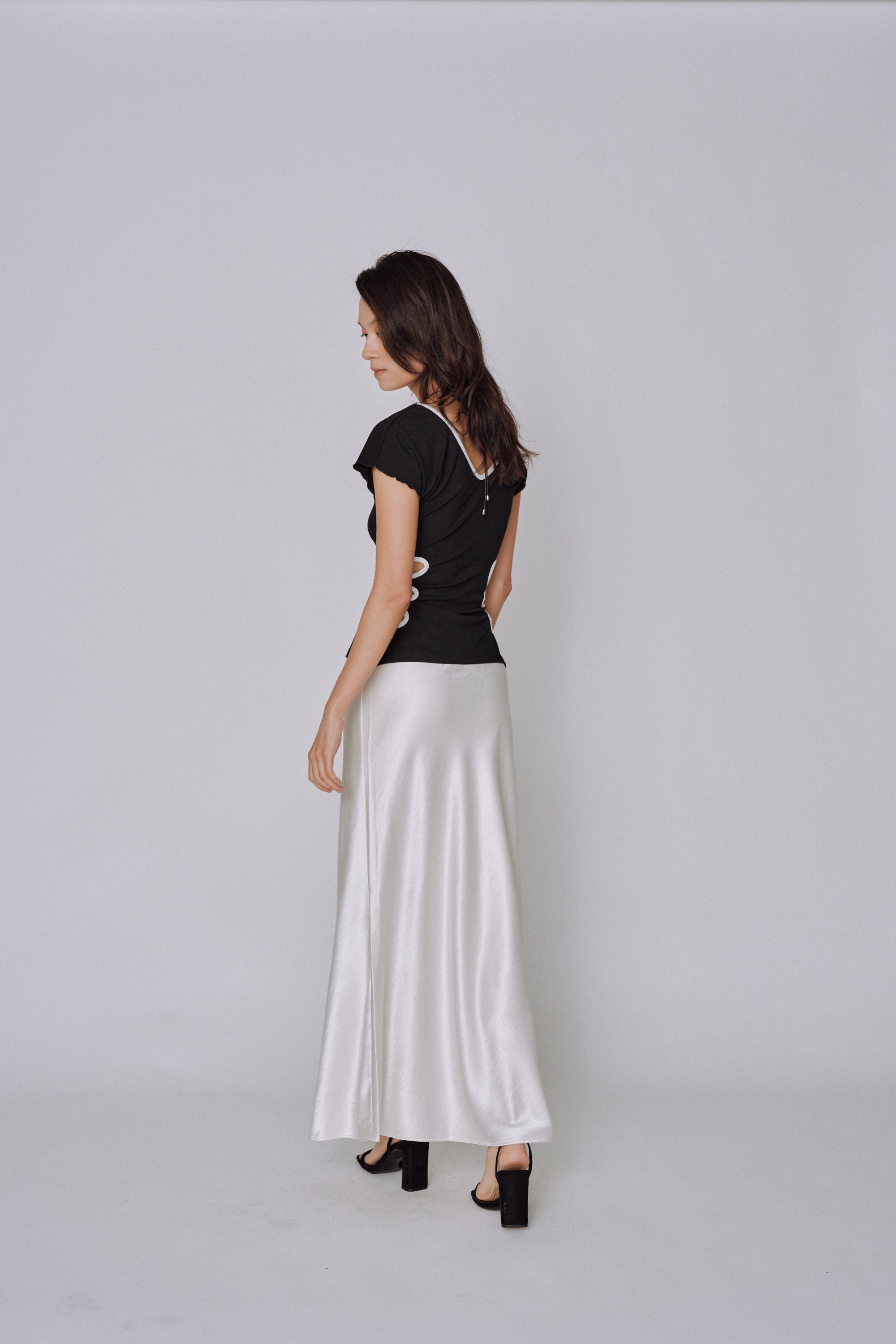 Glossy Flow Satin Skirt