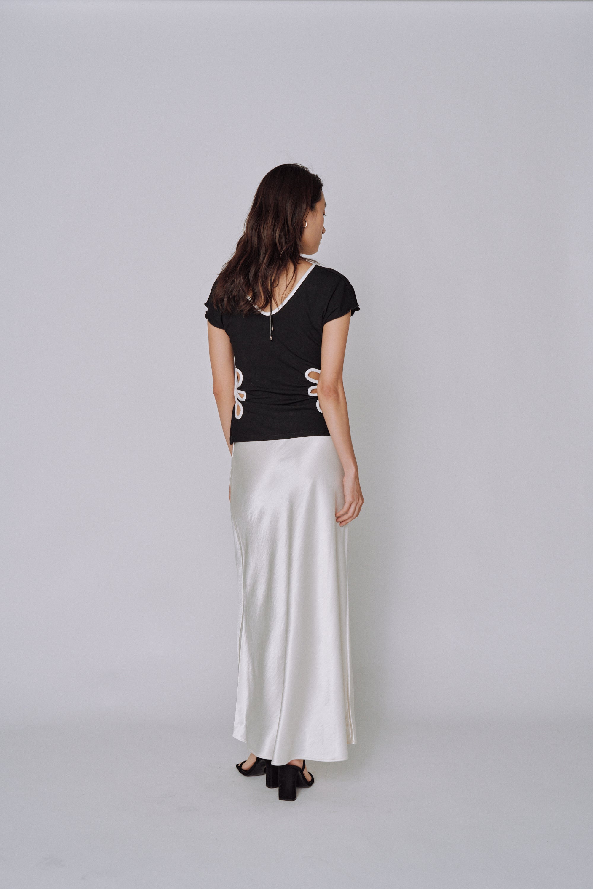 Glossy Flow Satin Skirt