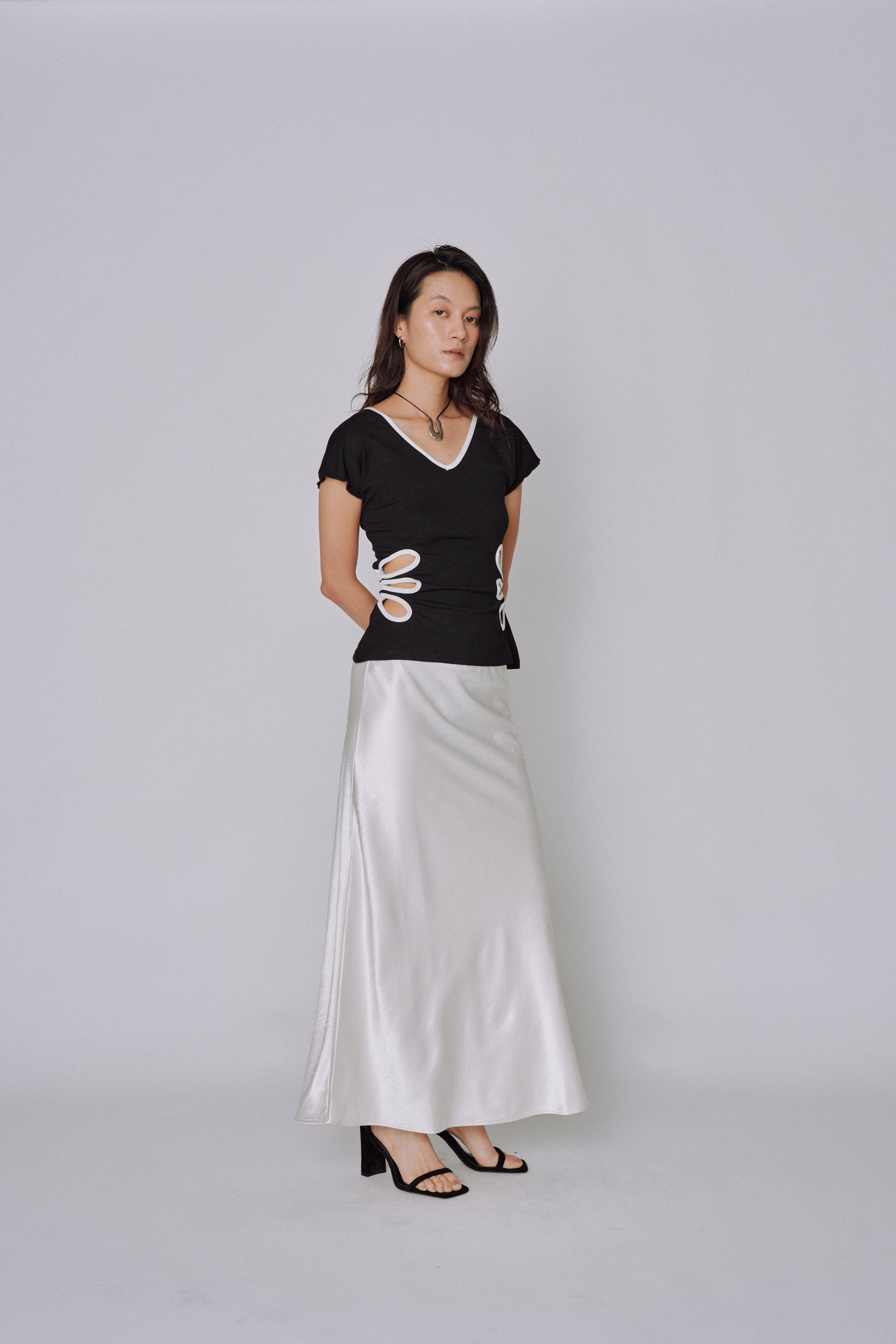 Glossy Flow Satin Skirt