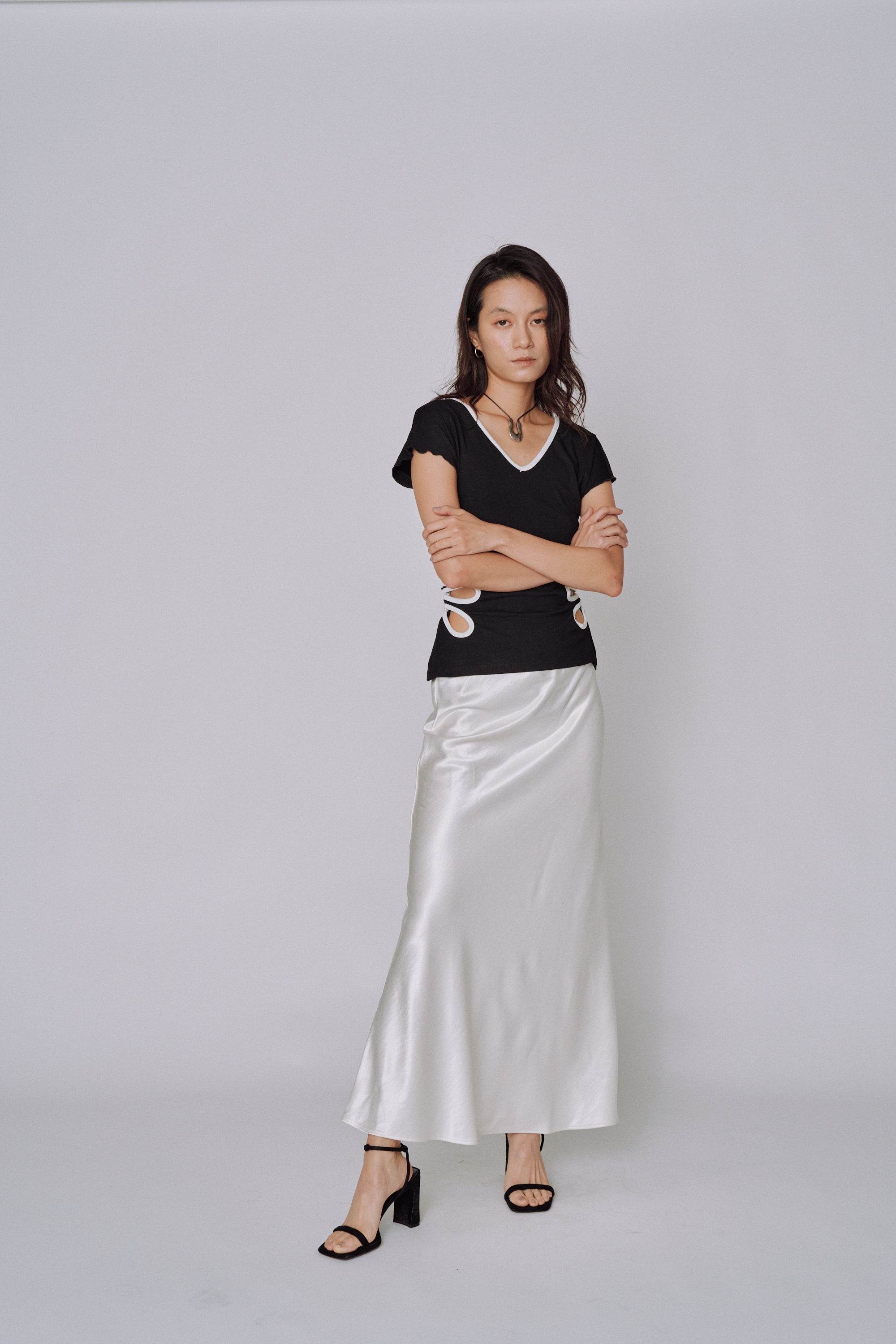 Glossy Flow Satin Skirt