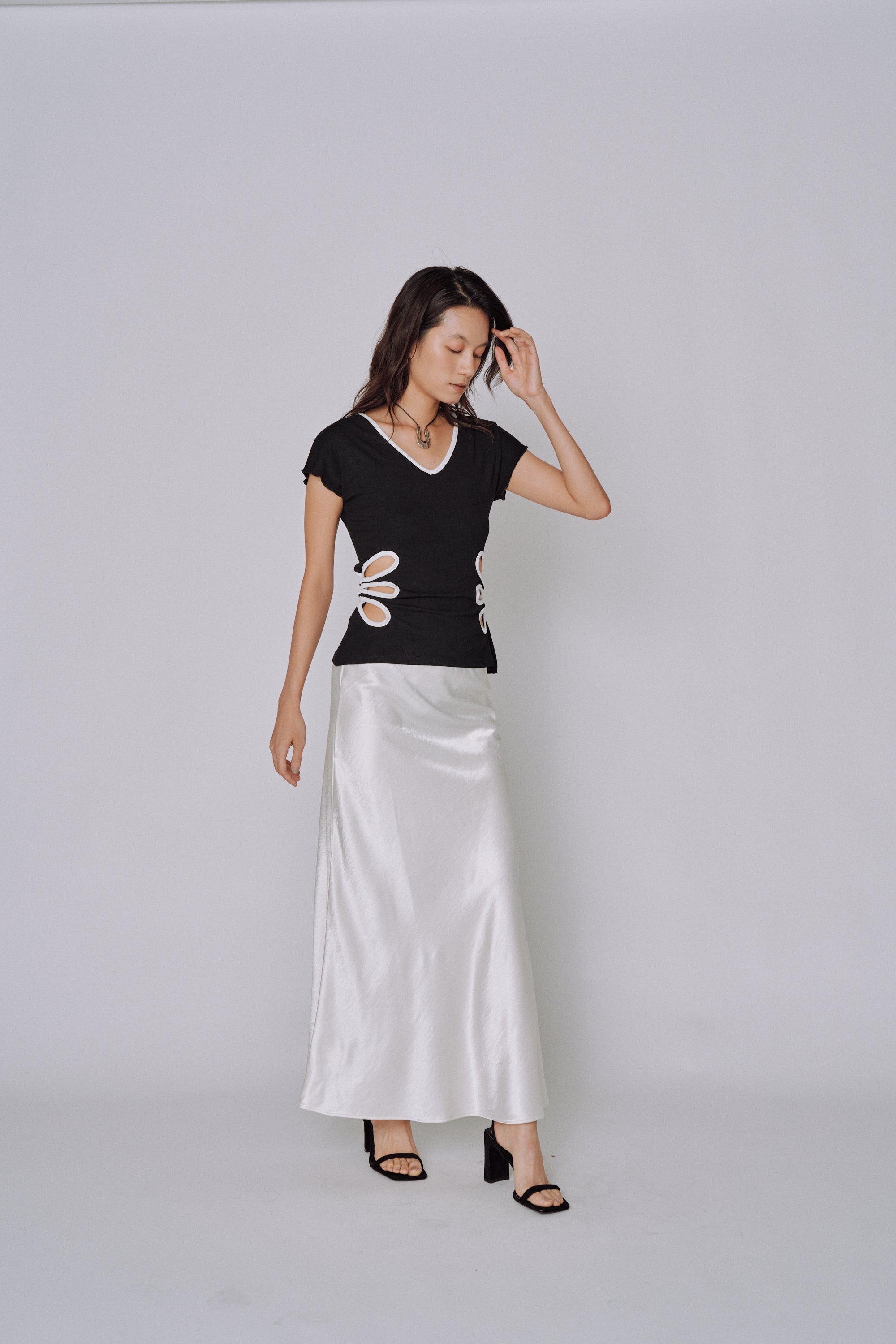 Glossy Flow Satin Skirt