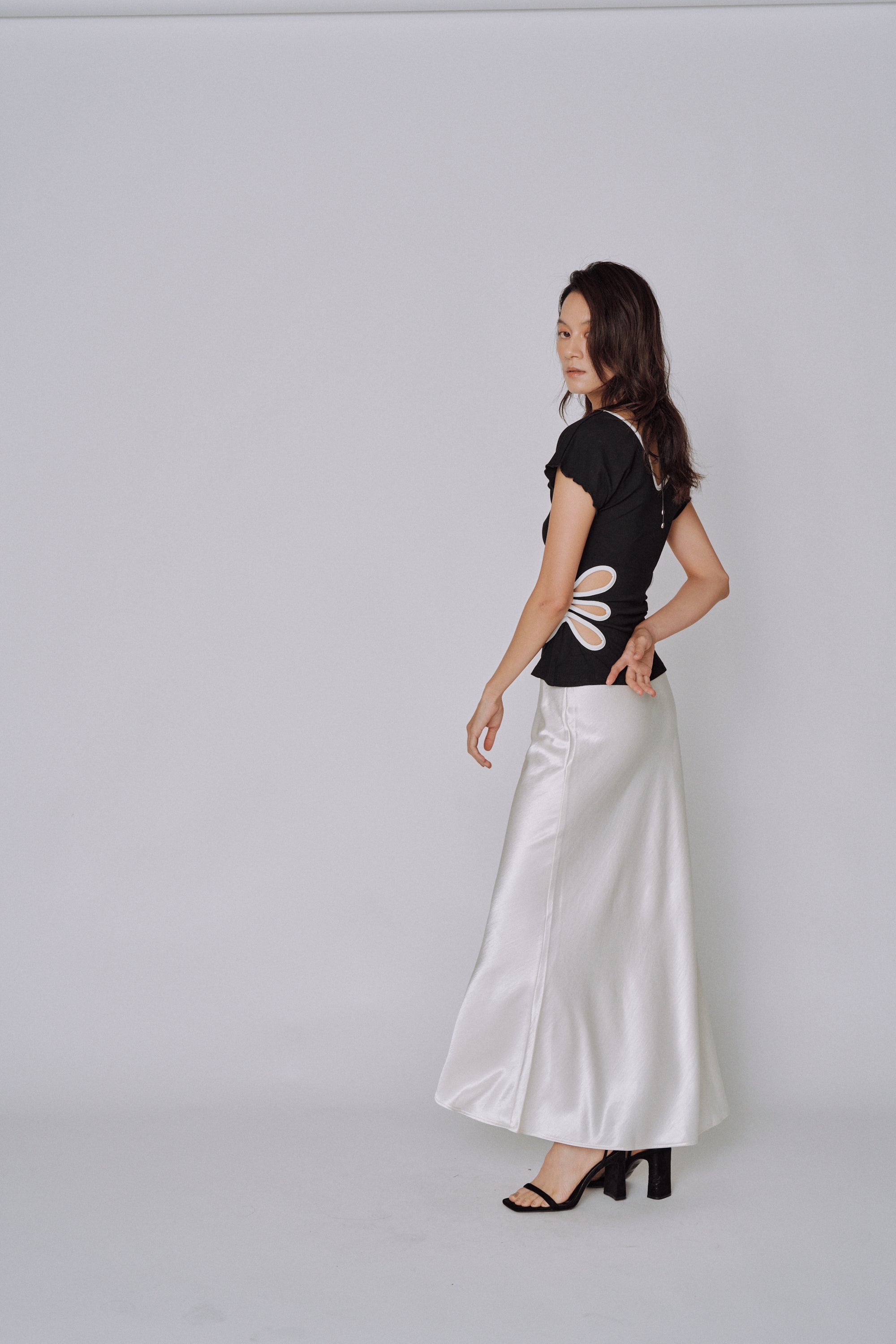 Glossy Flow Satin Skirt