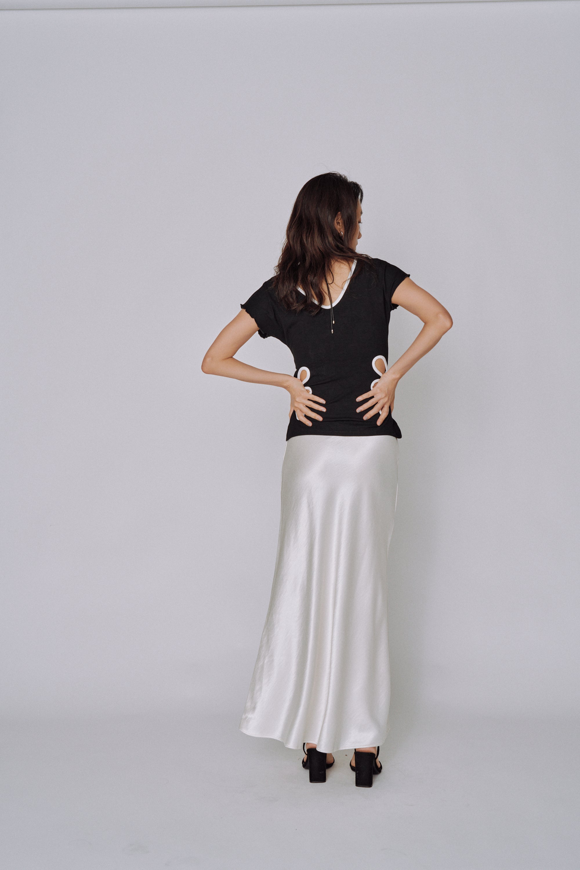Glossy Flow Satin Skirt