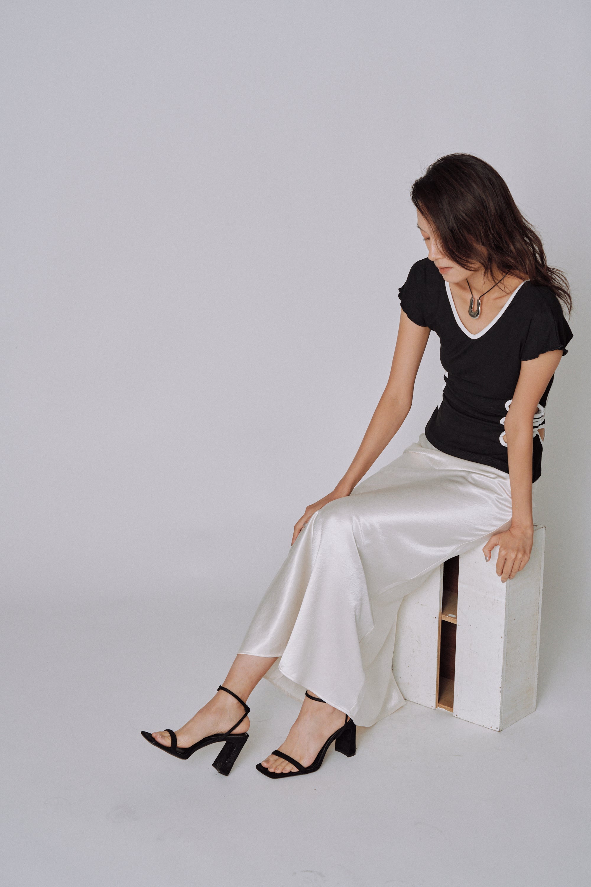 Glossy Flow Satin Skirt