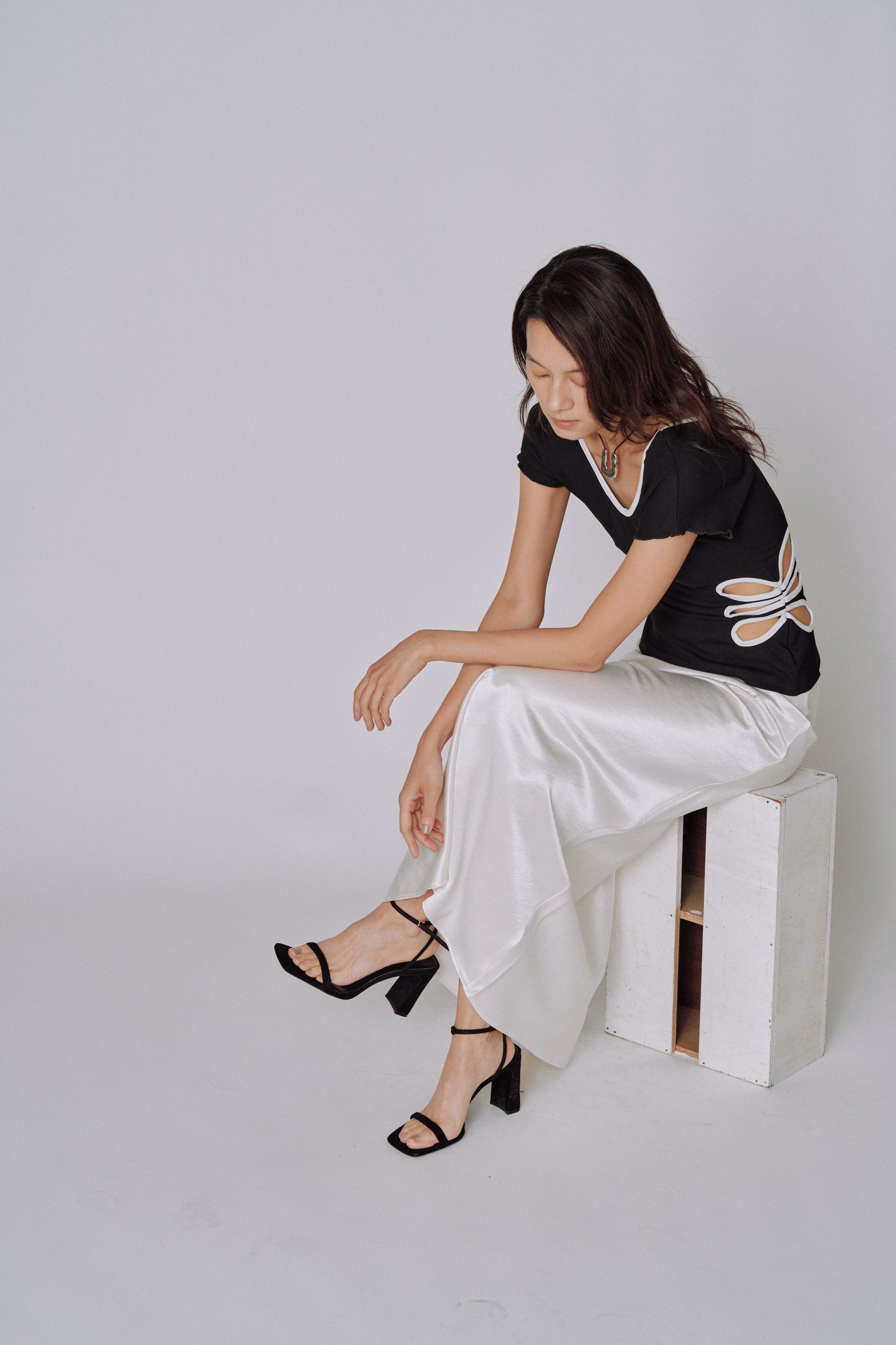 Glossy Flow Satin Skirt