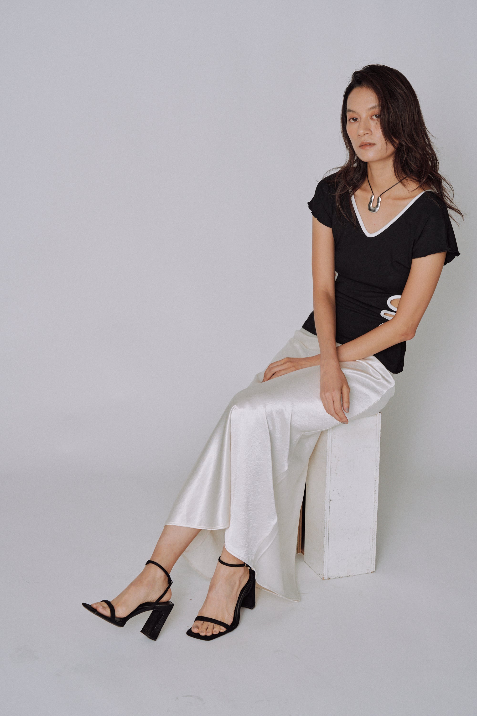 Glossy Flow Satin Skirt