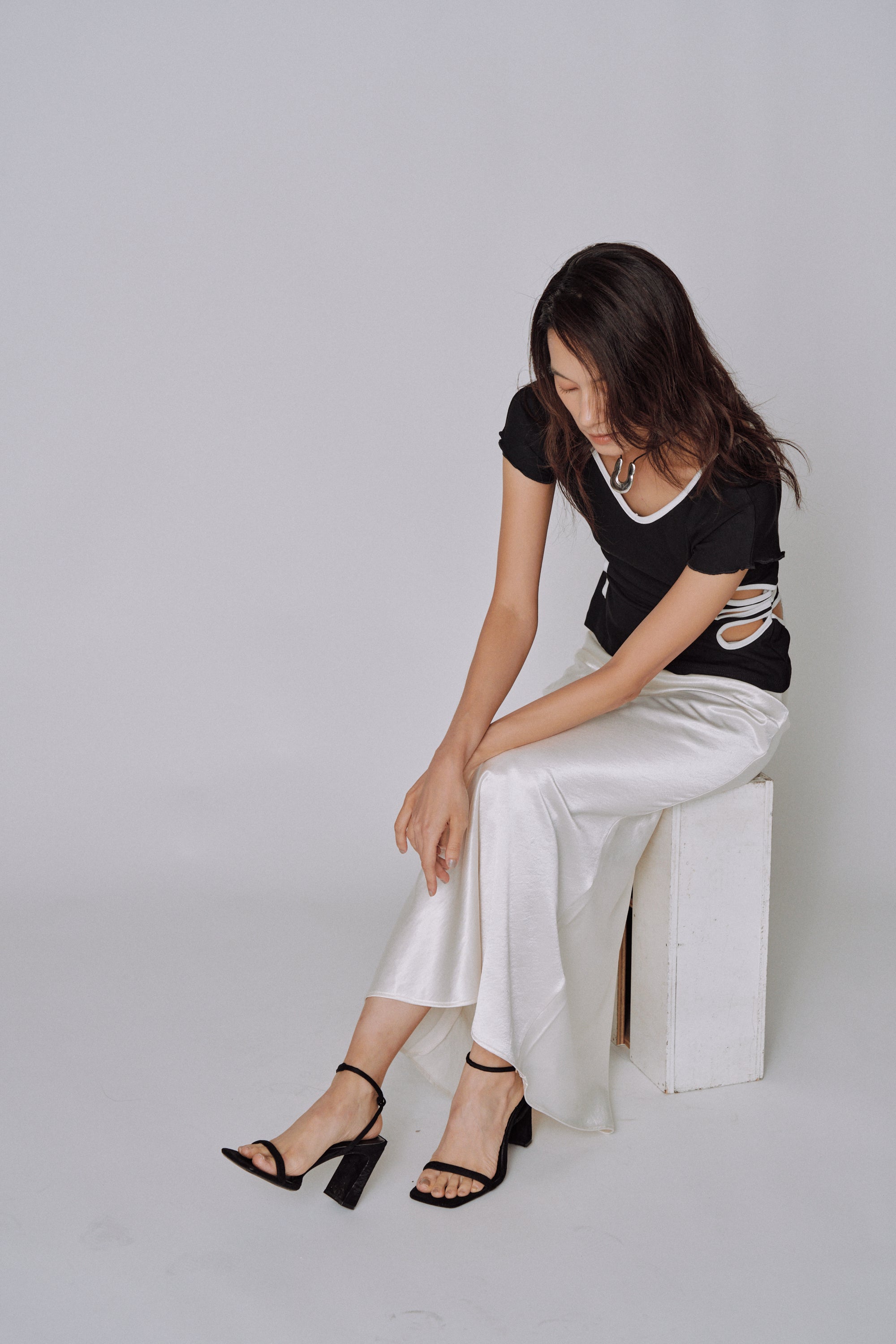 Glossy Flow Satin Skirt