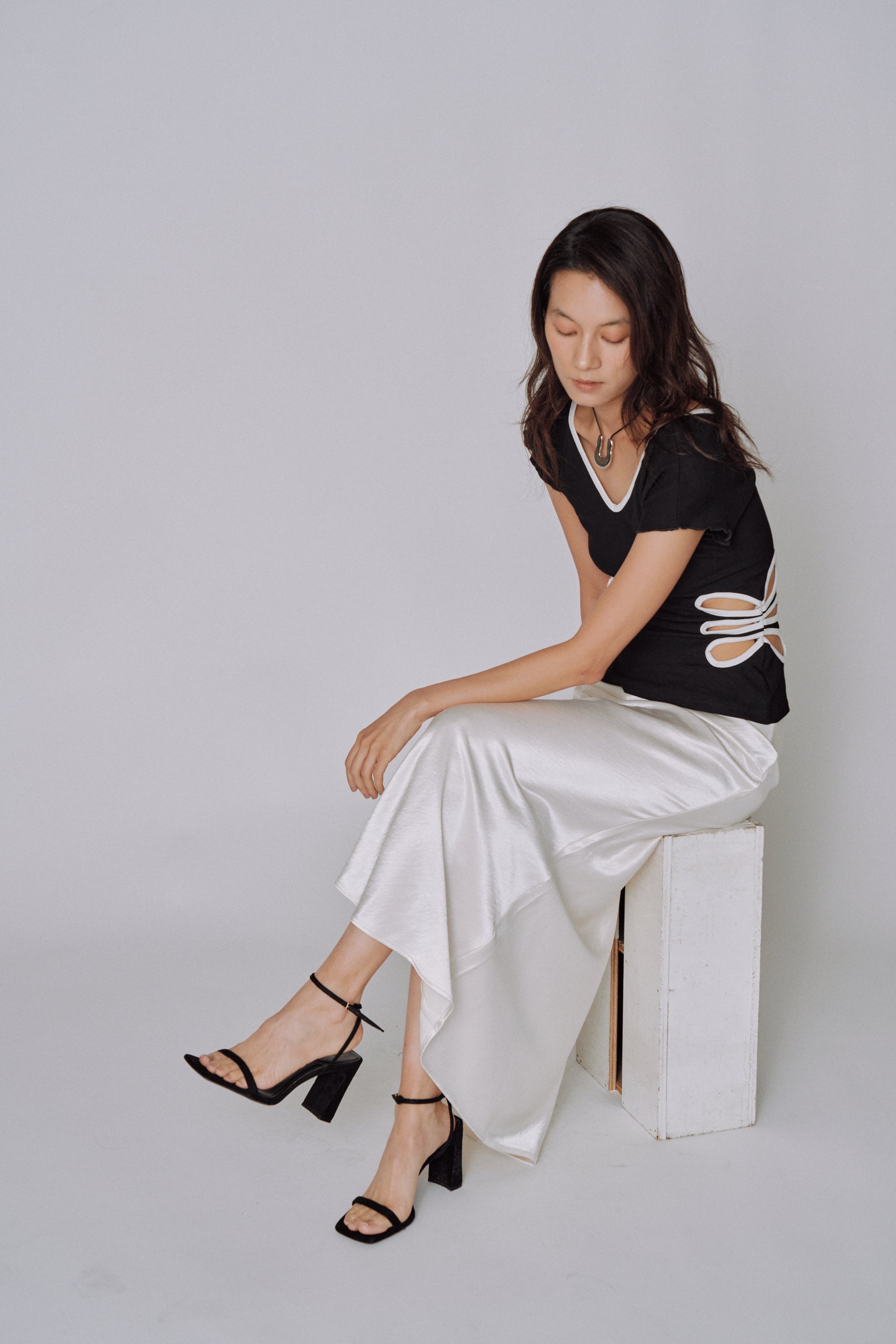 Glossy Flow Satin Skirt