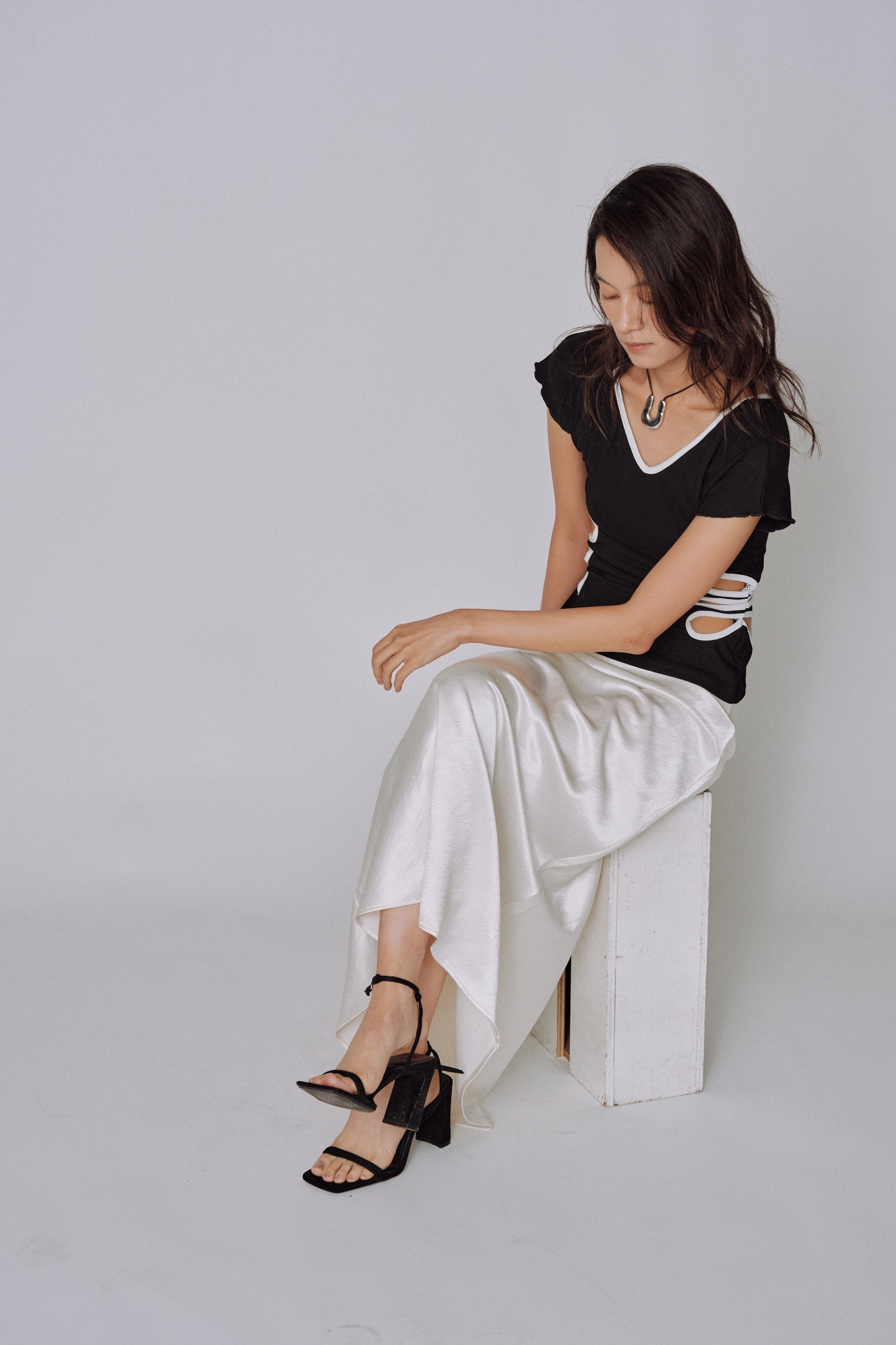 Glossy Flow Satin Skirt