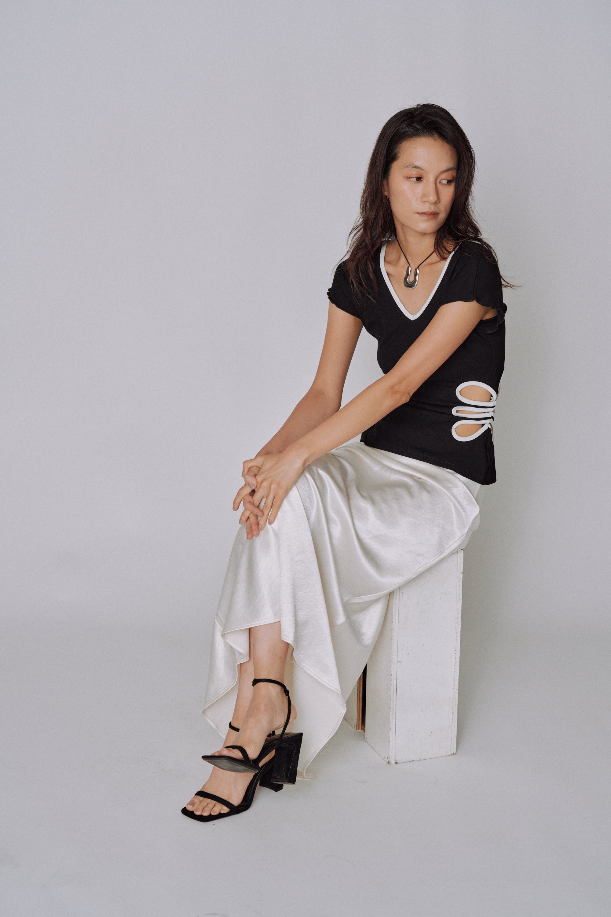 Glossy Flow Satin Skirt