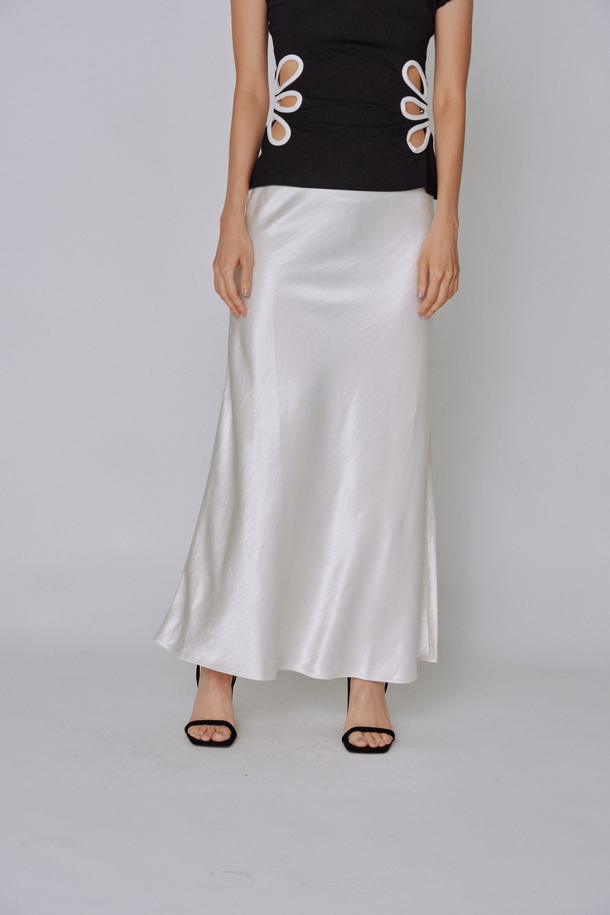 Glossy Flow Satin Skirt