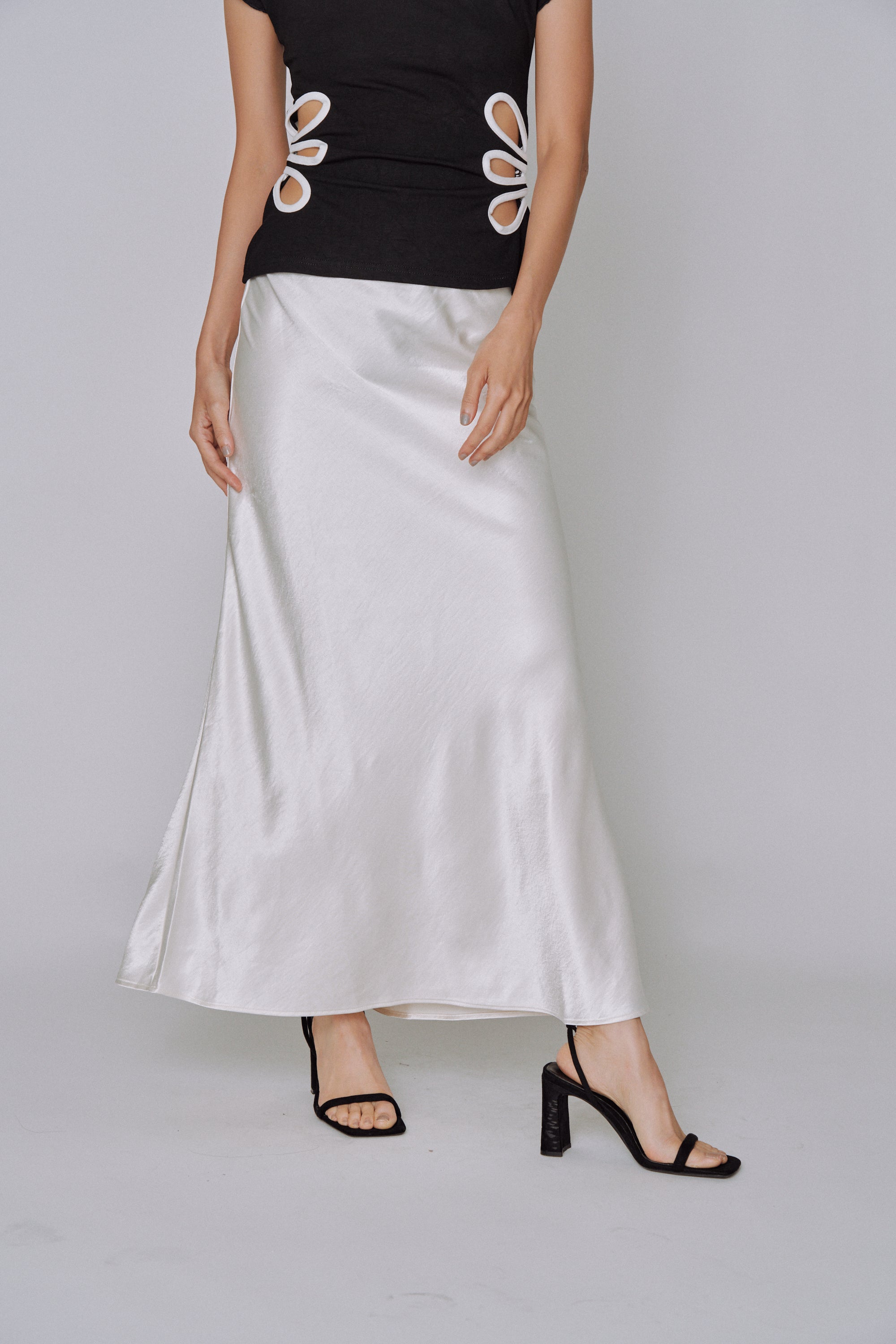 Glossy Flow Satin Skirt
