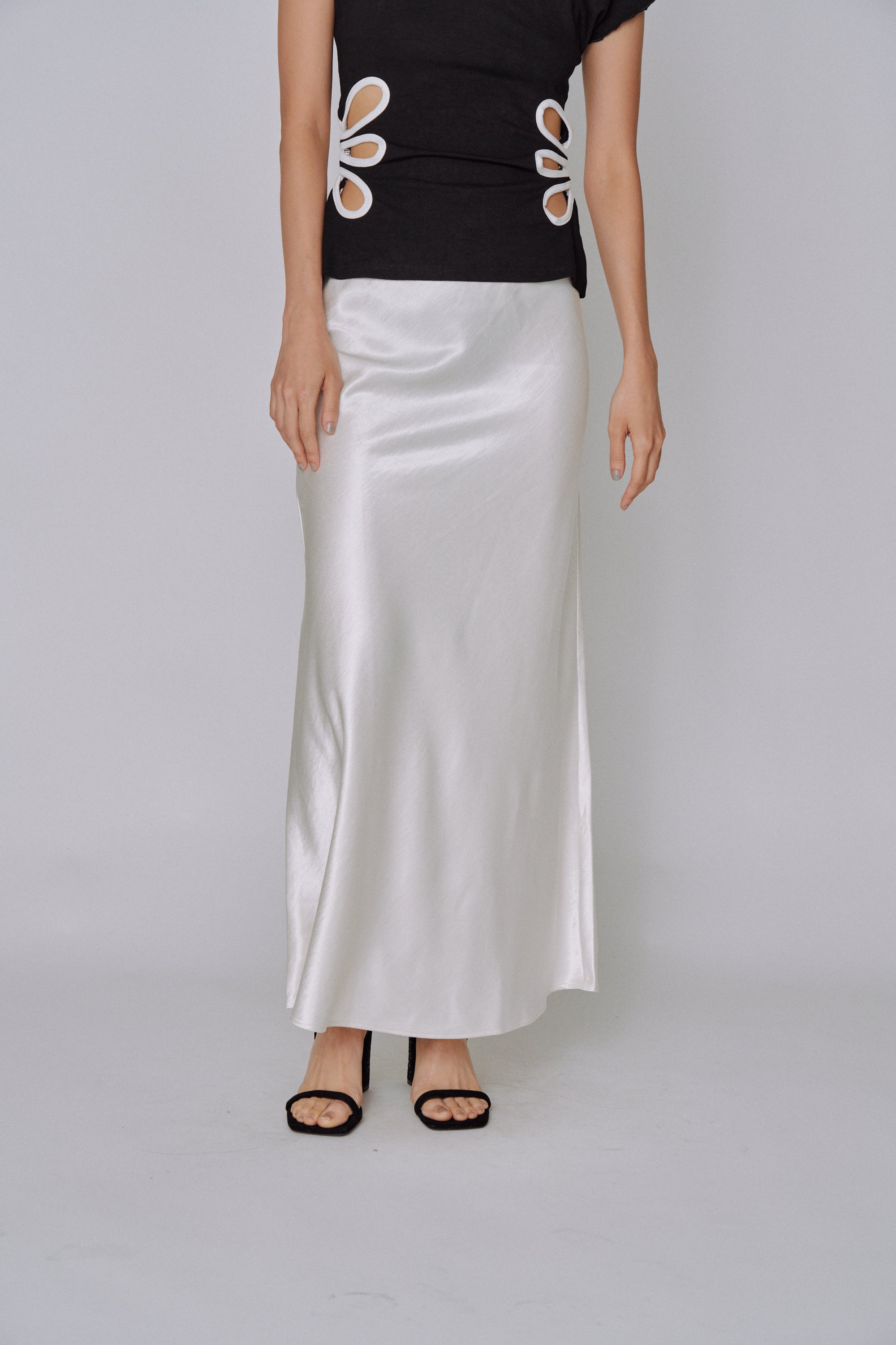 Glossy Flow Satin Skirt