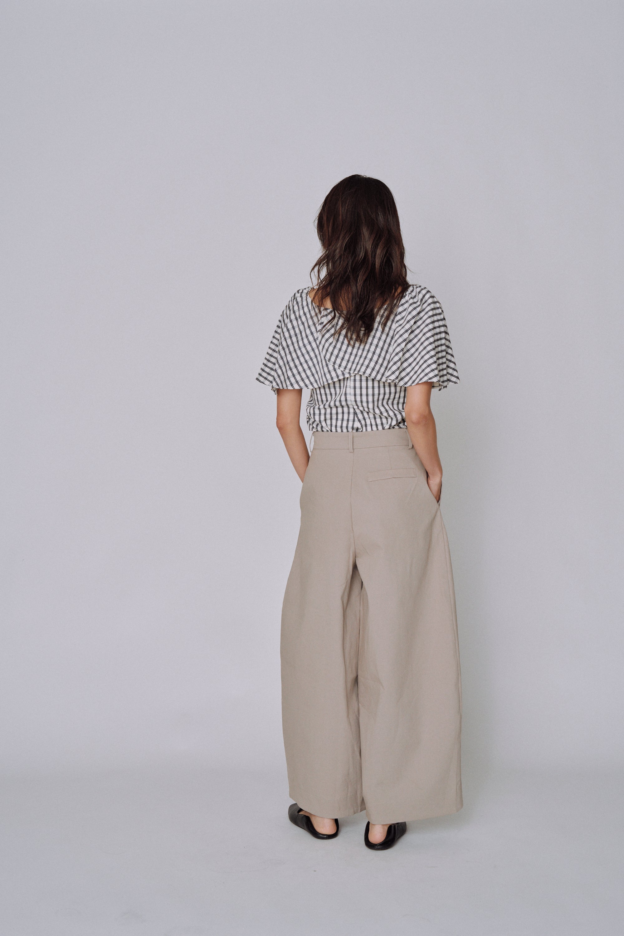 Ruffle Square Gingham Blouse