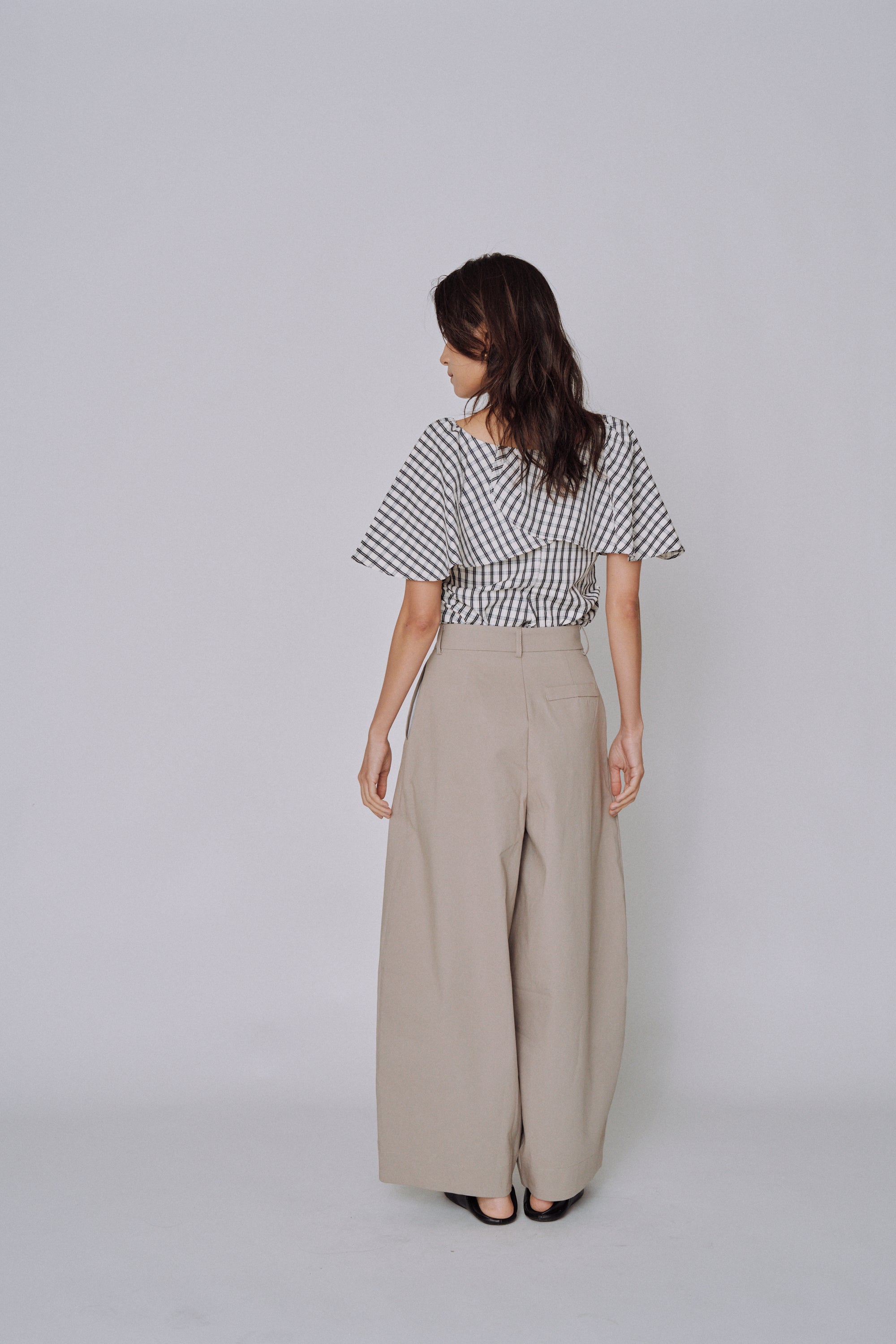 Ruffle Square Gingham Blouse