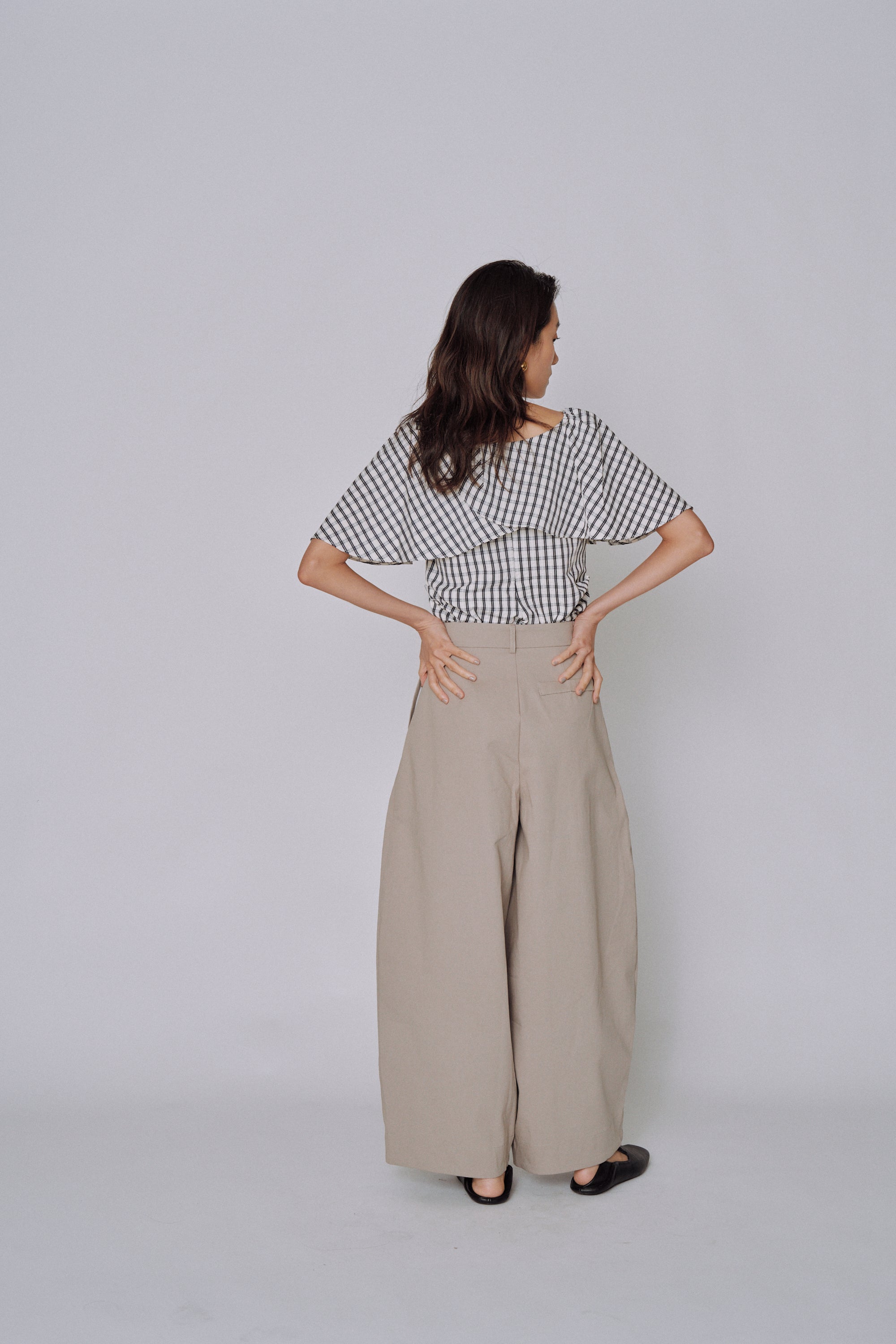 Ruffle Square Gingham Blouse