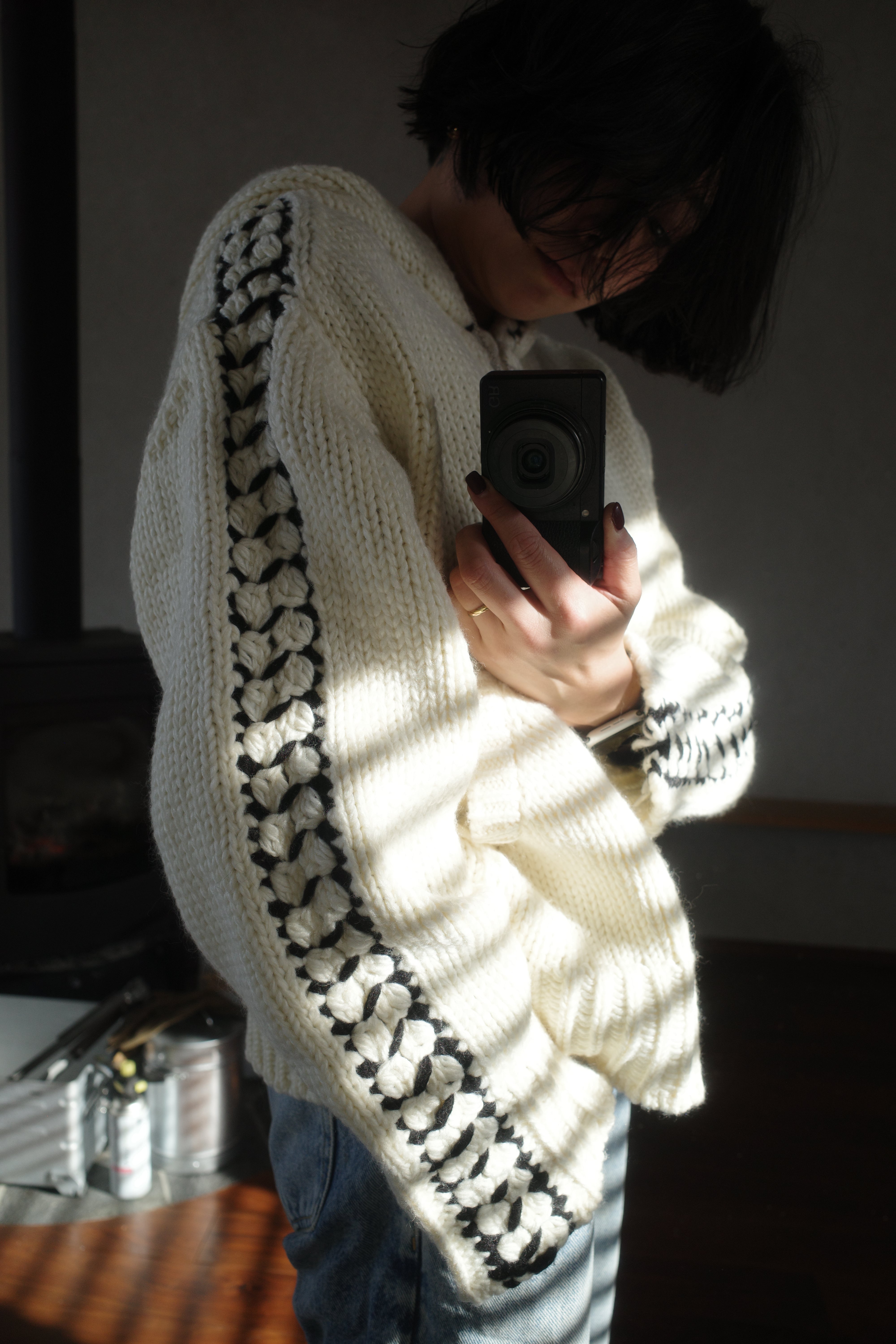 Cozy stich hood knit
