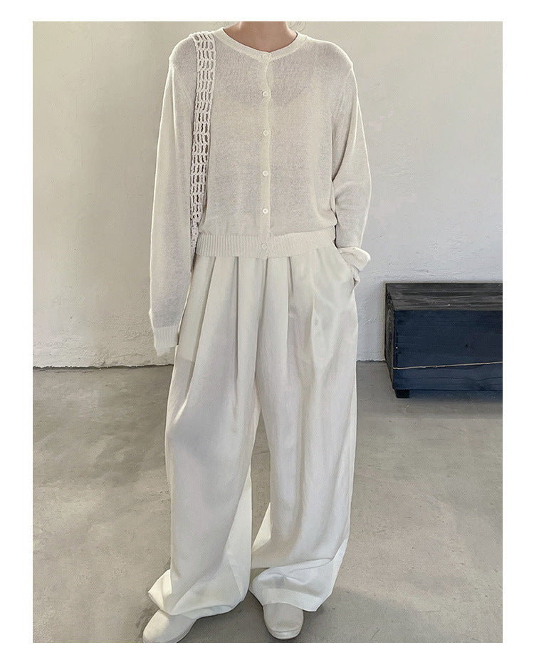 Airy Texture Wide Pants