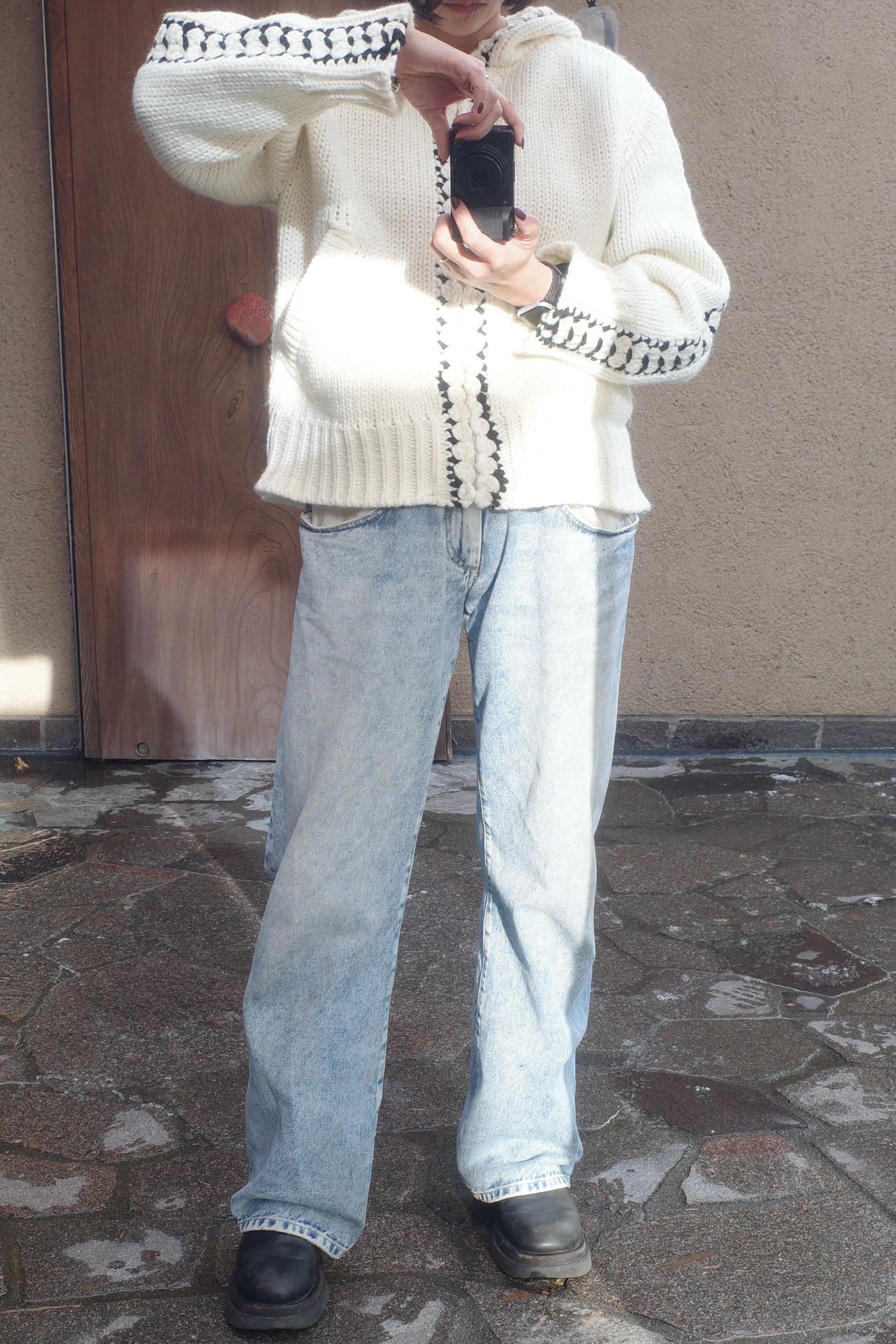 Cozy stich hood knit