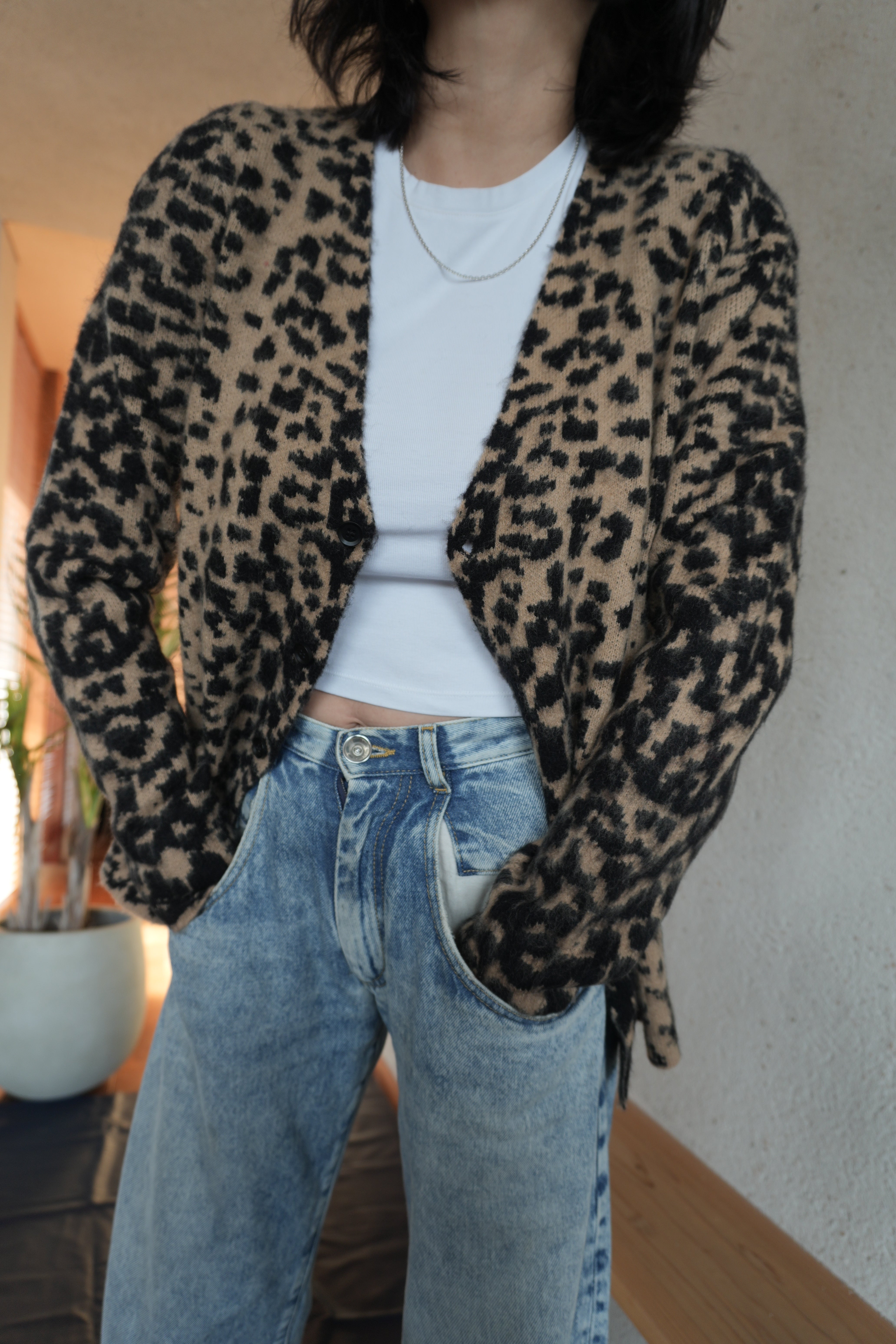 Urban Leopard Jacquard Cardigan