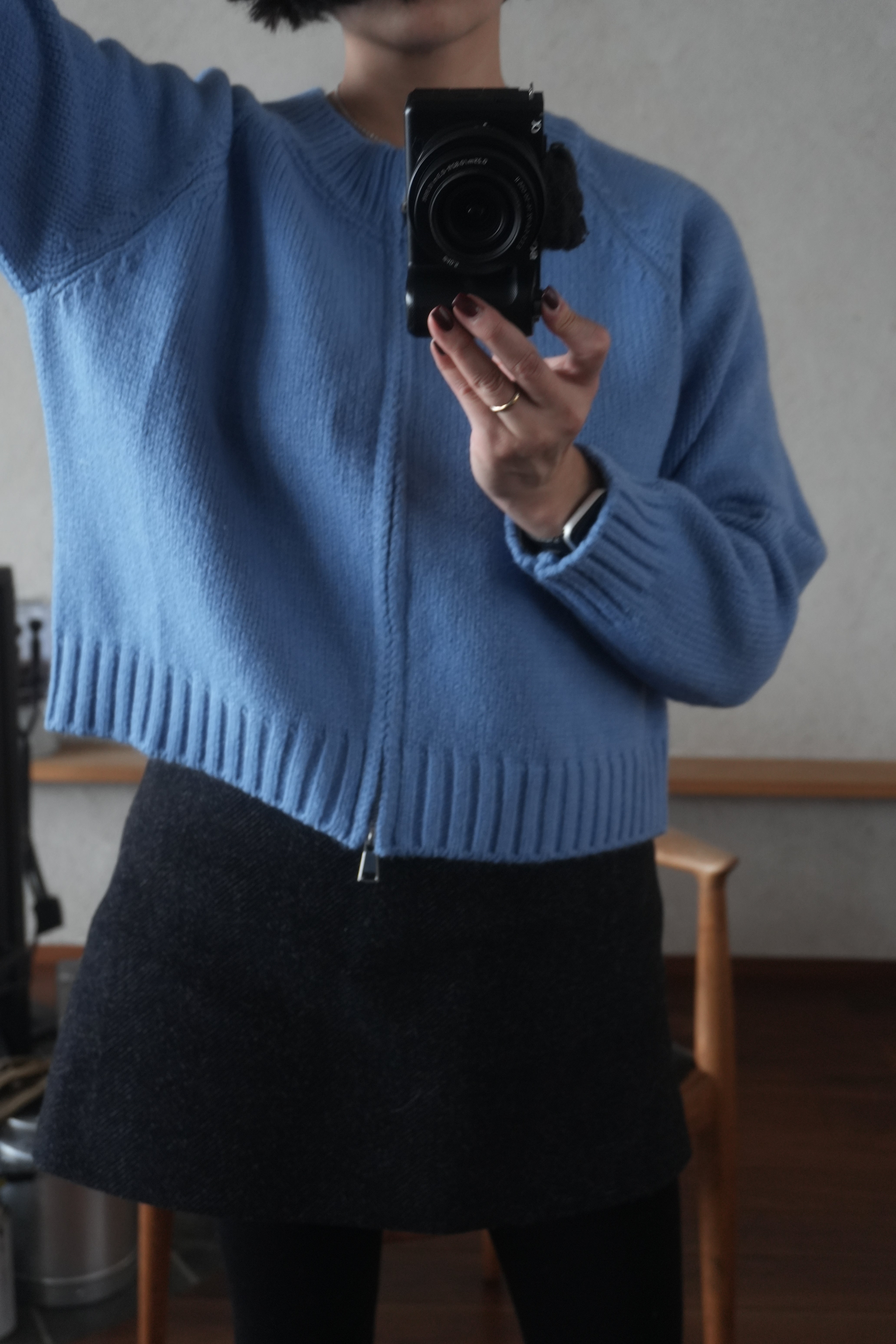 Blue zip knit