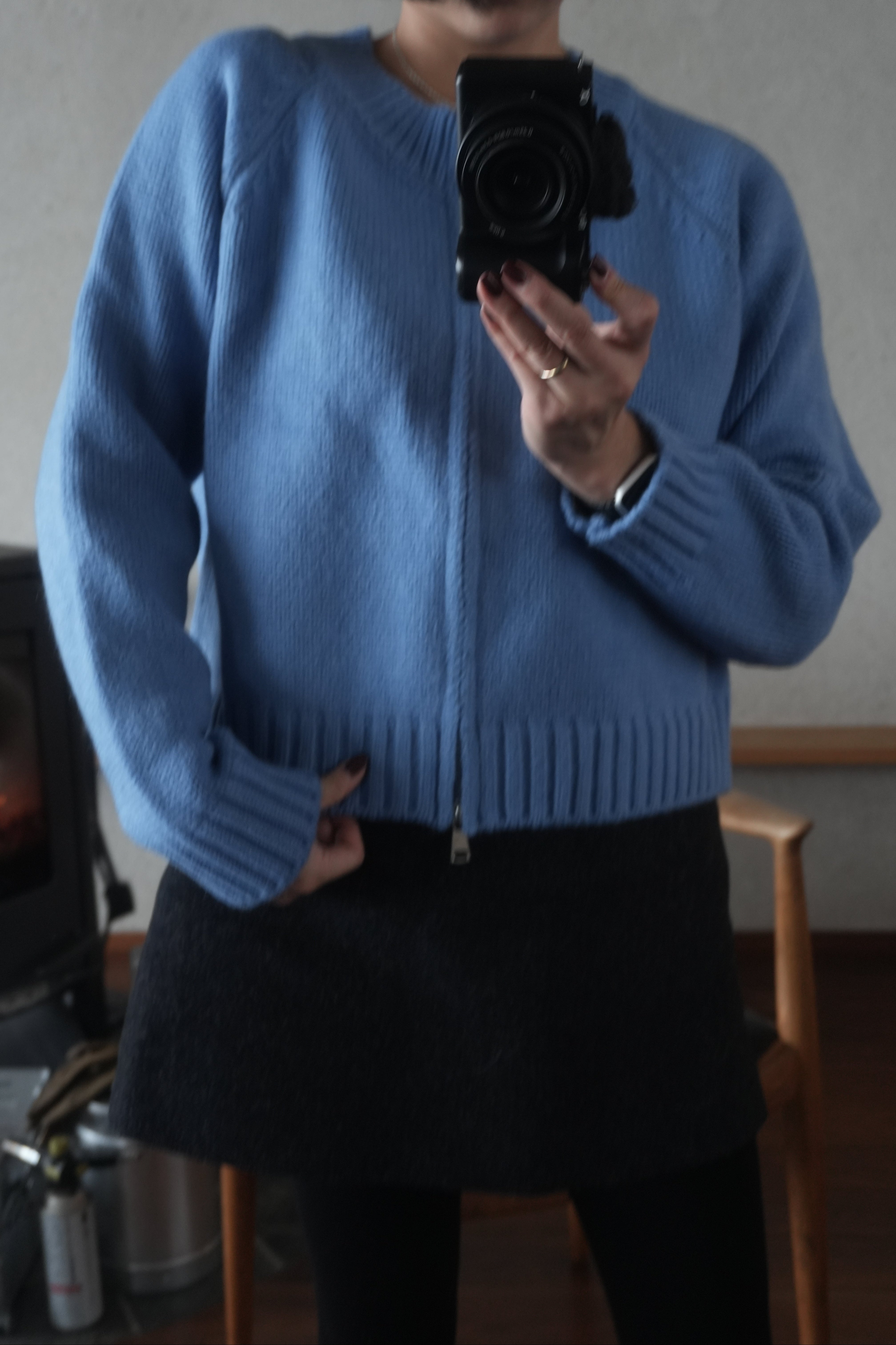 Blue zip knit