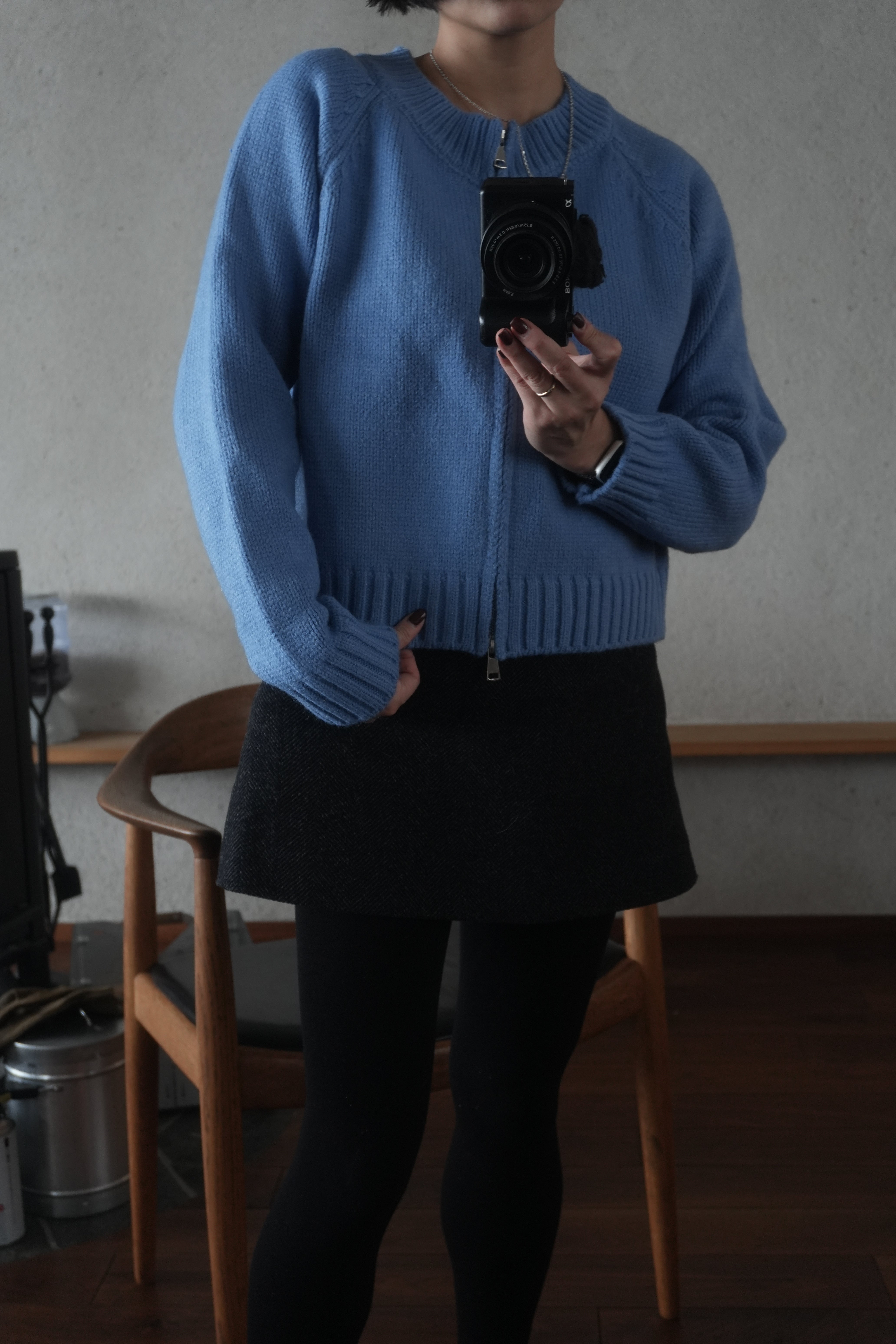 Blue zip knit
