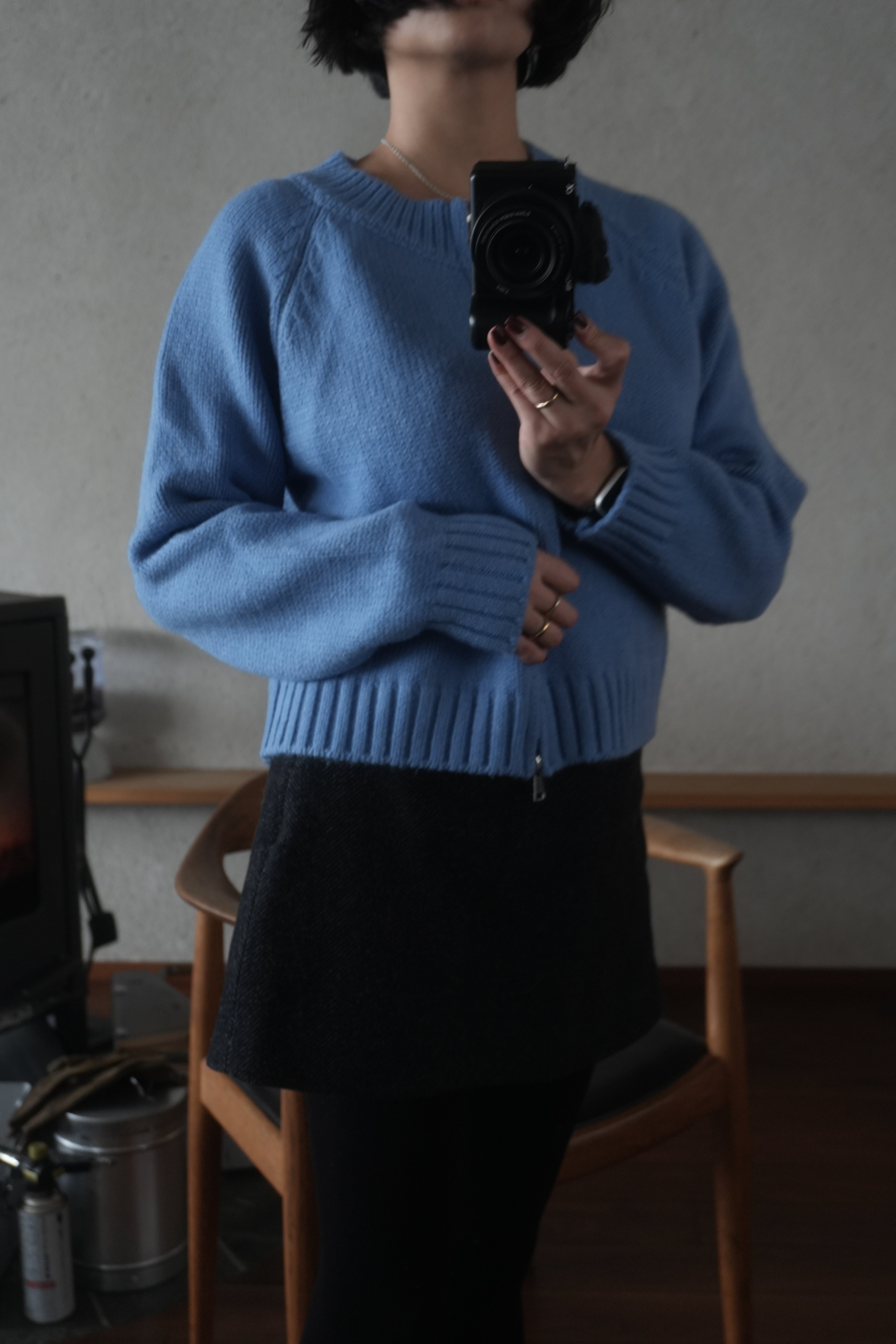 Blue zip knit