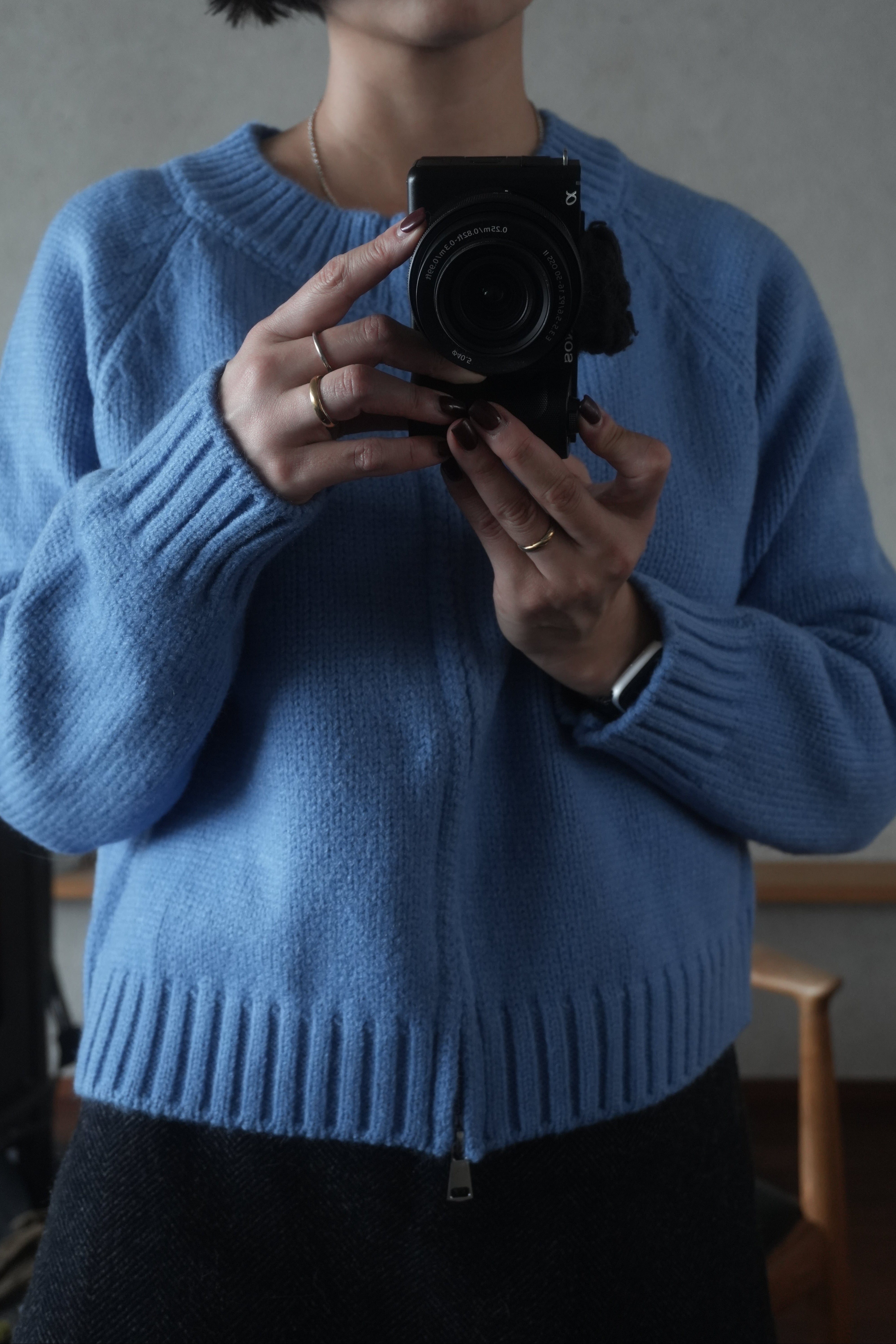 Blue zip knit
