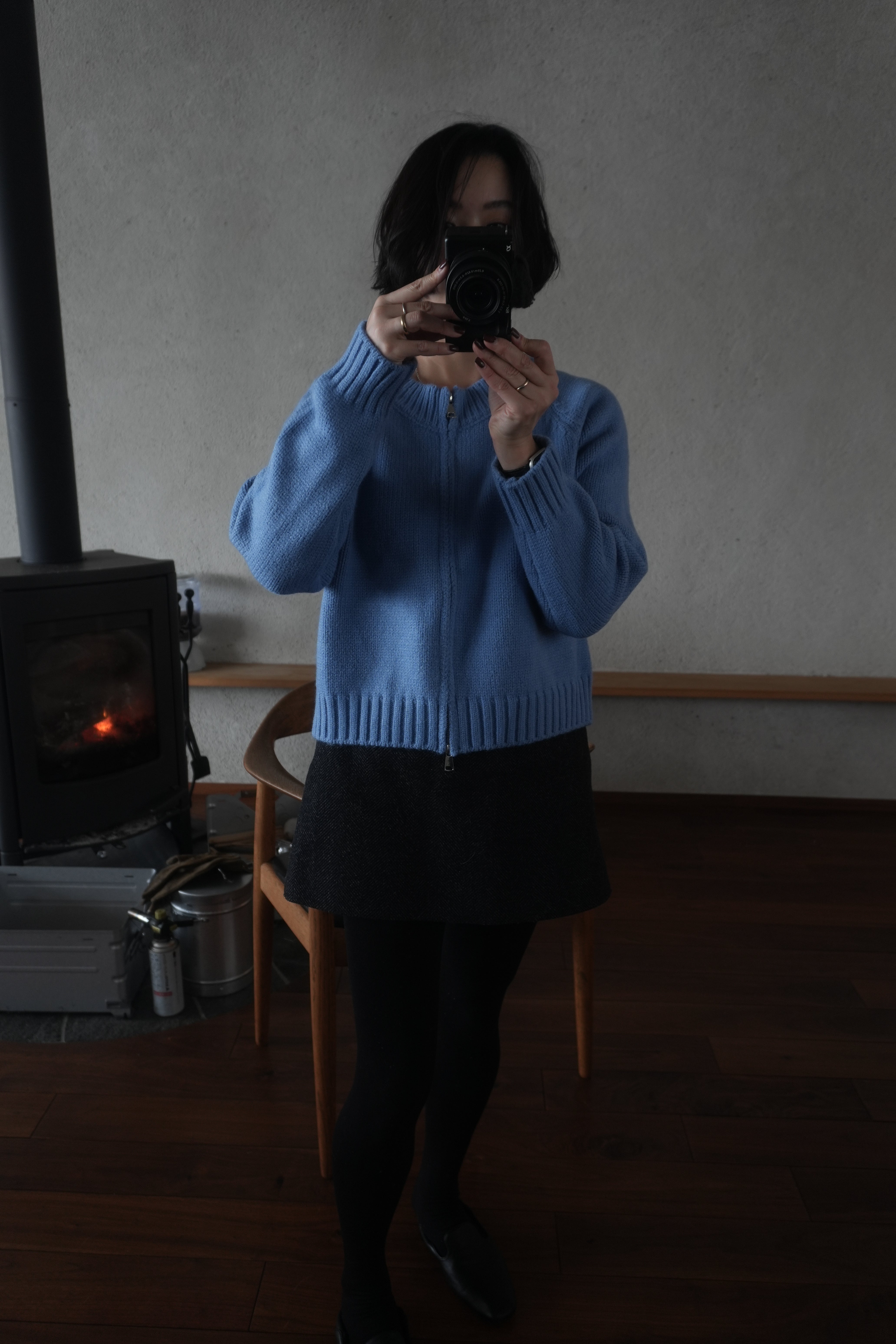 Blue zip knit