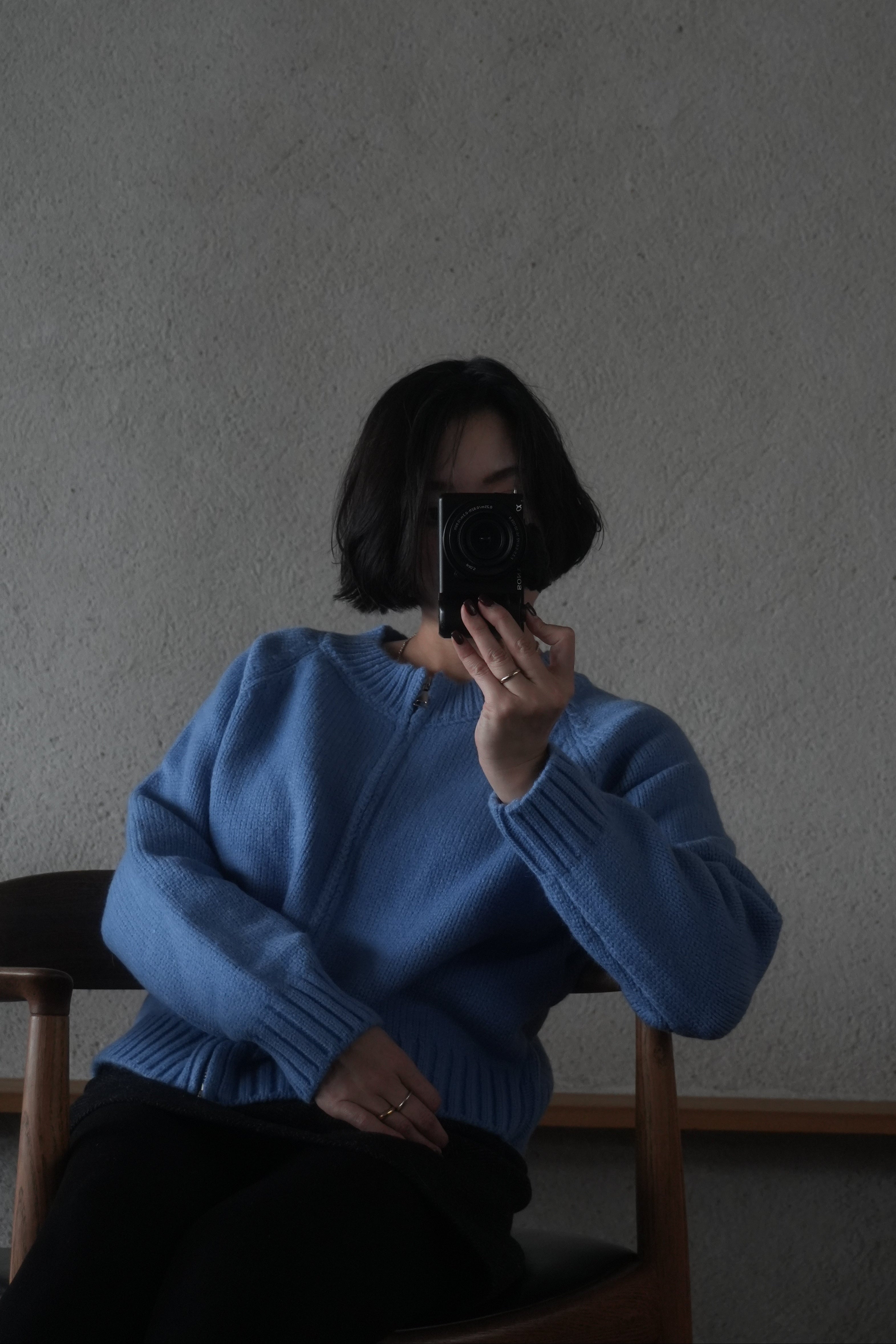 Blue zip knit