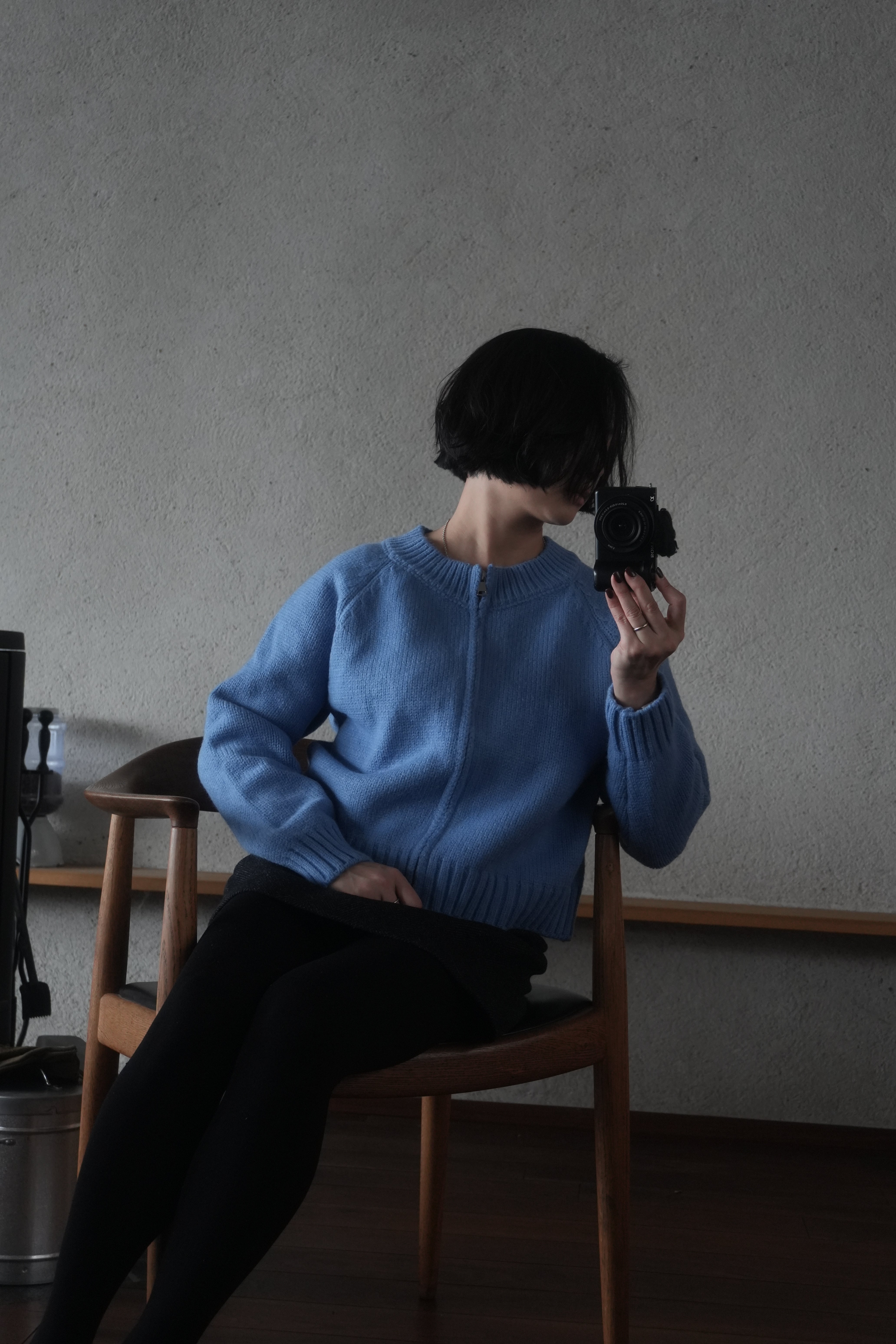Blue zip knit