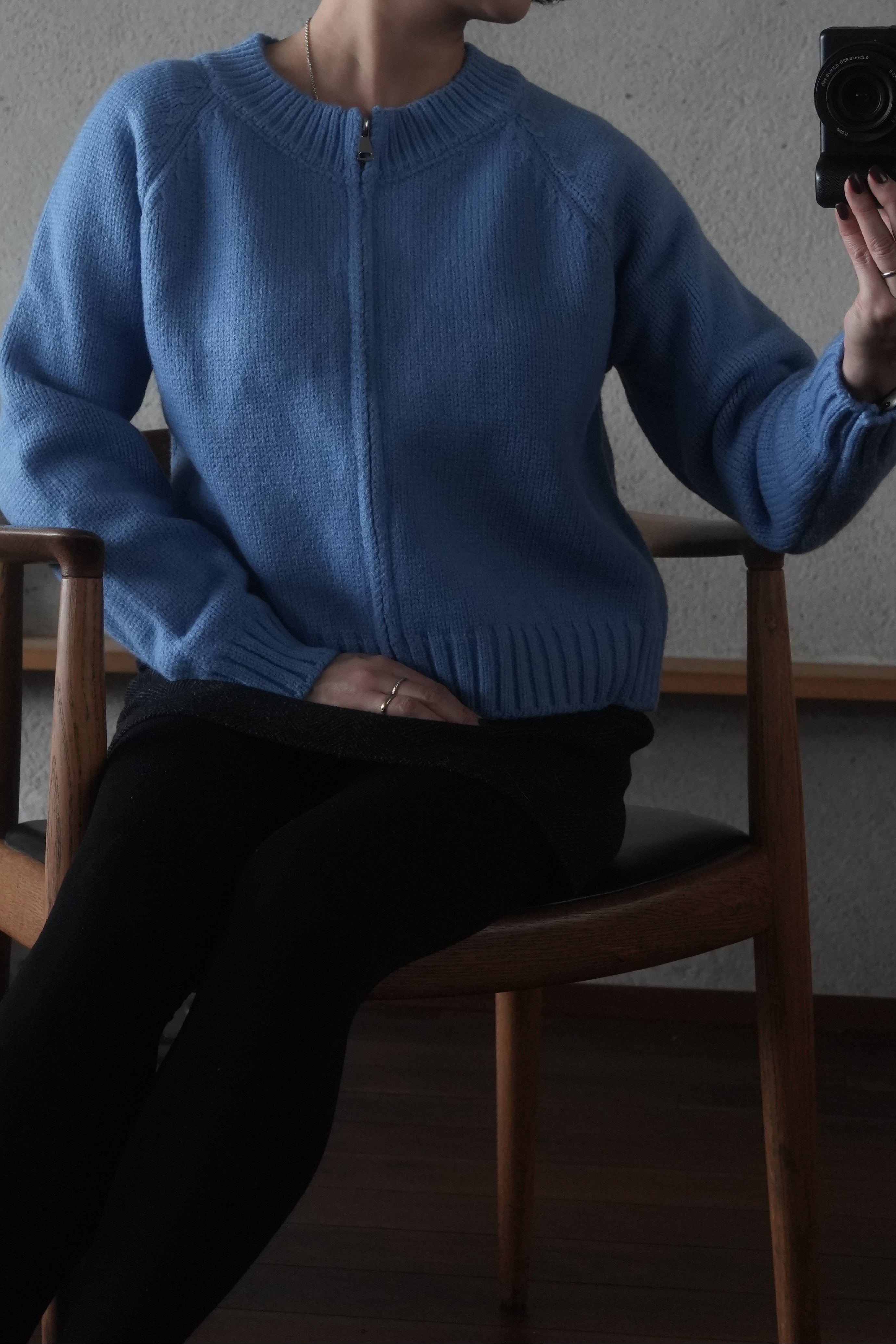 Blue zip knit