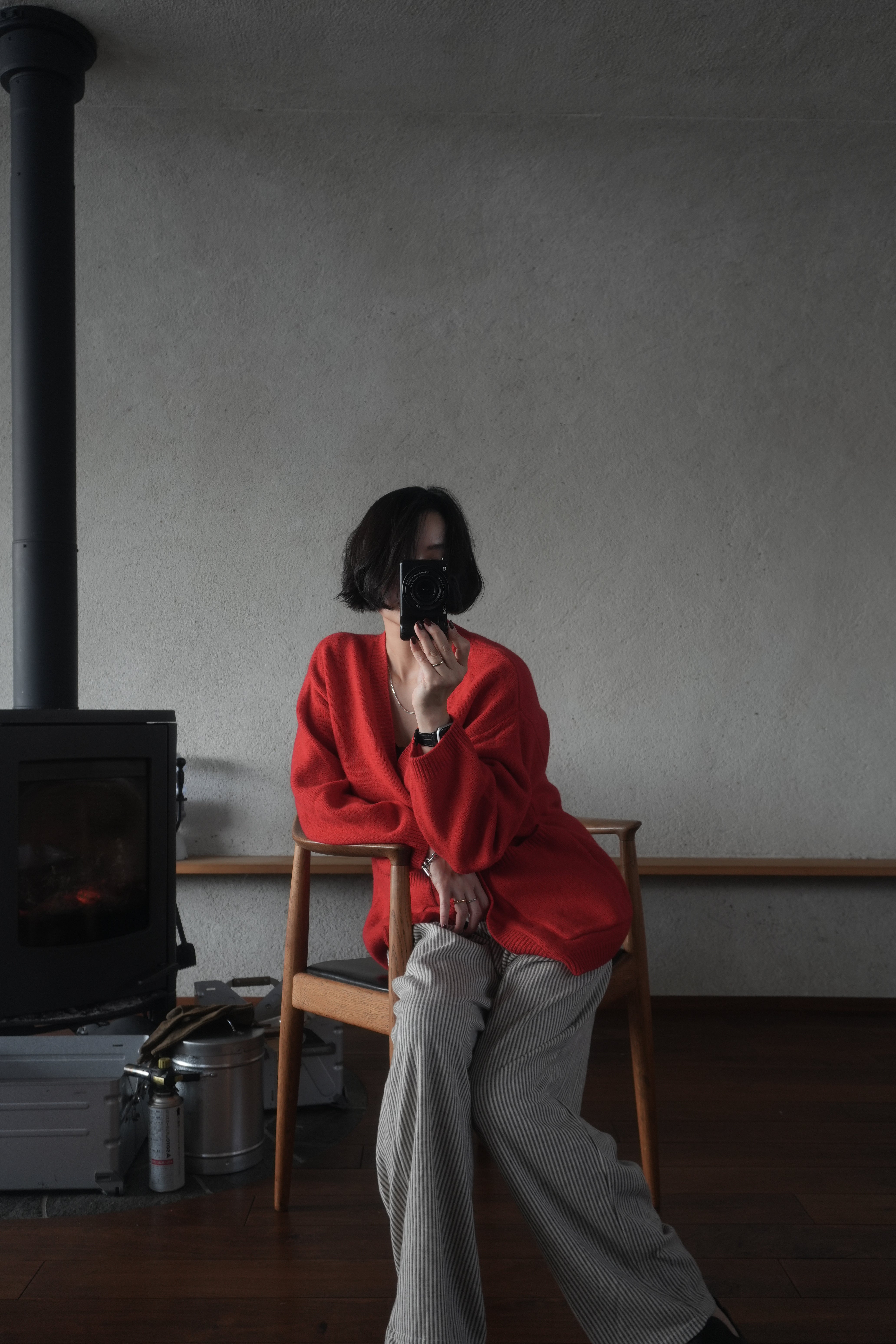 Soft Wool Relax Cardigan – Red