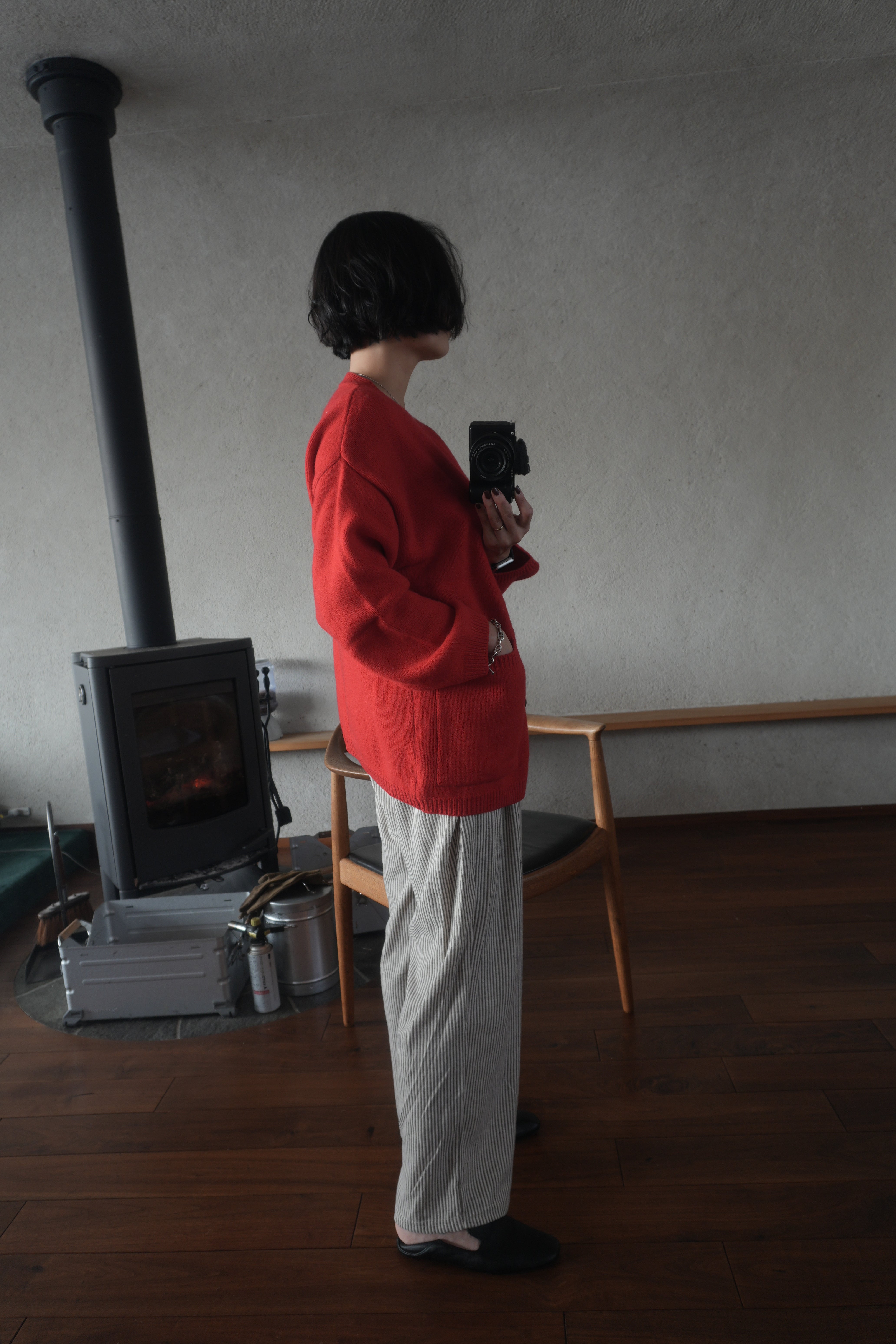 Soft Wool Relax Cardigan – Red