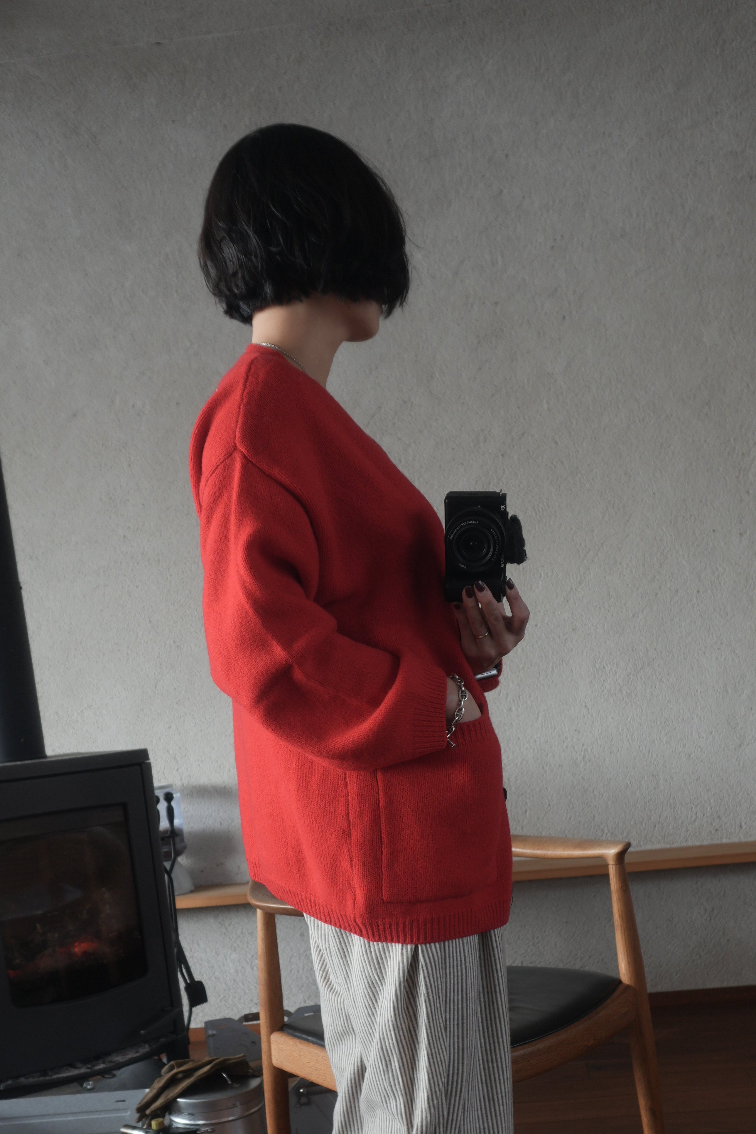 Soft Wool Relax Cardigan – Red