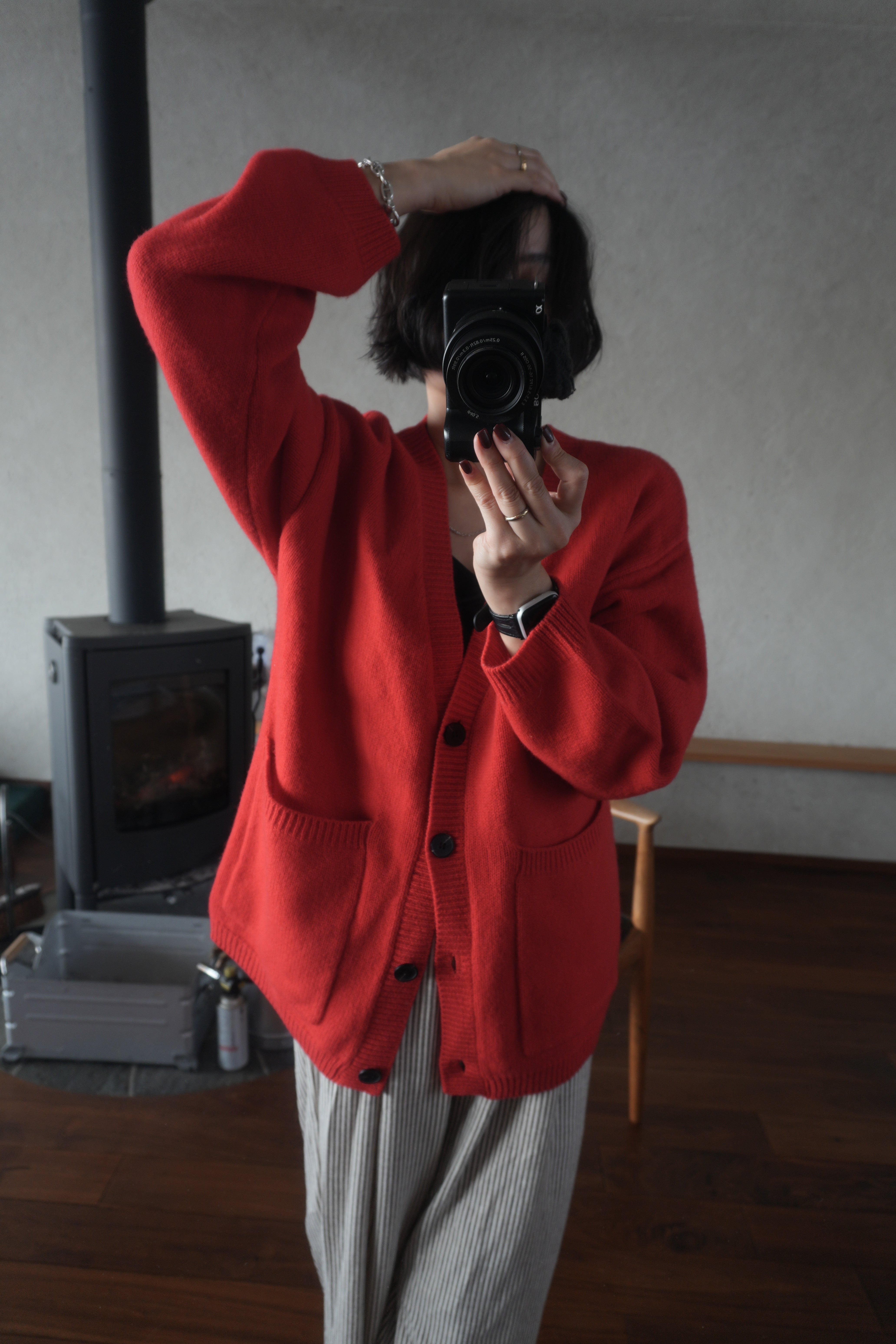 Soft Wool Relax Cardigan – Red