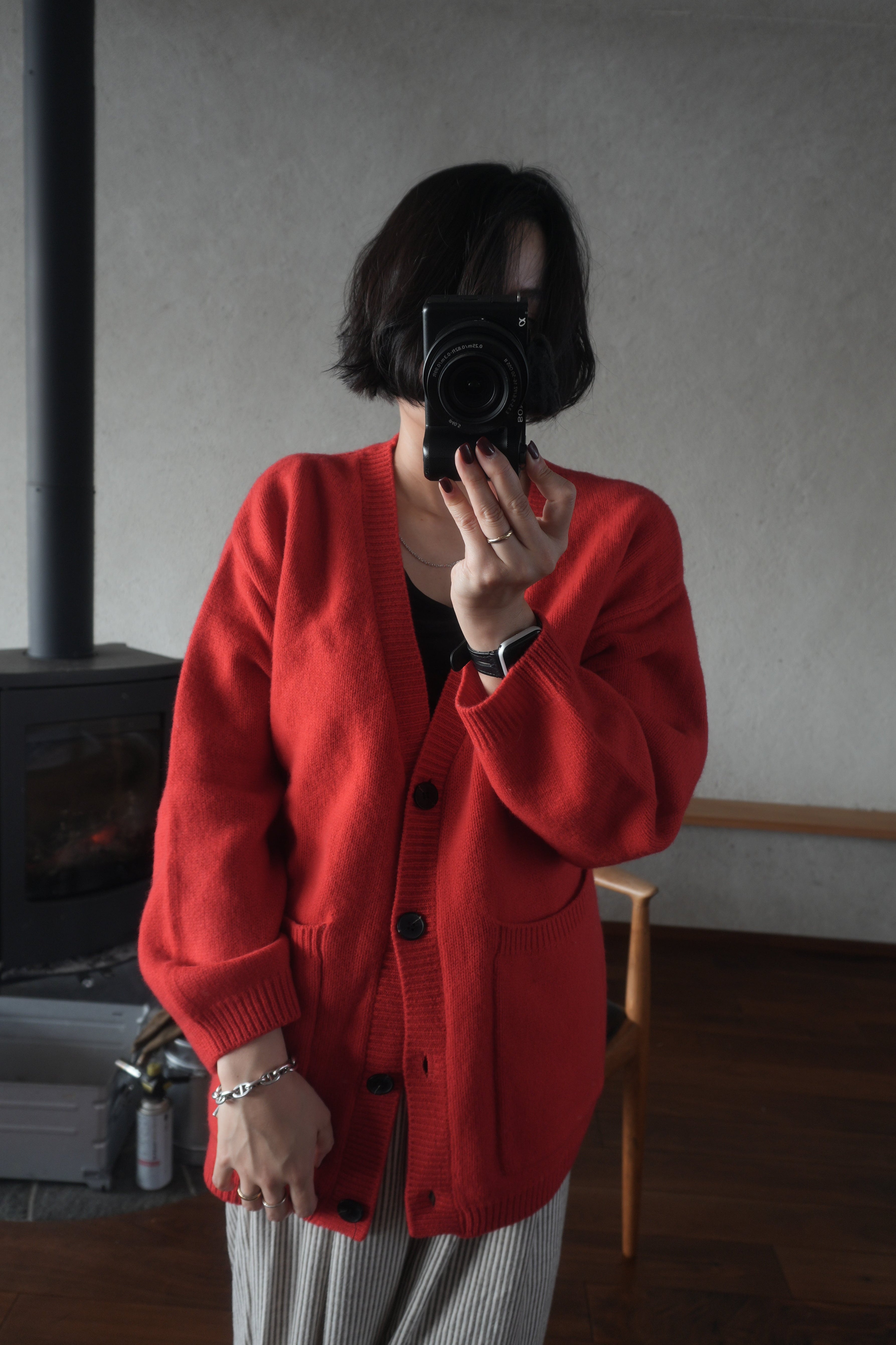 Soft Wool Relax Cardigan – Red