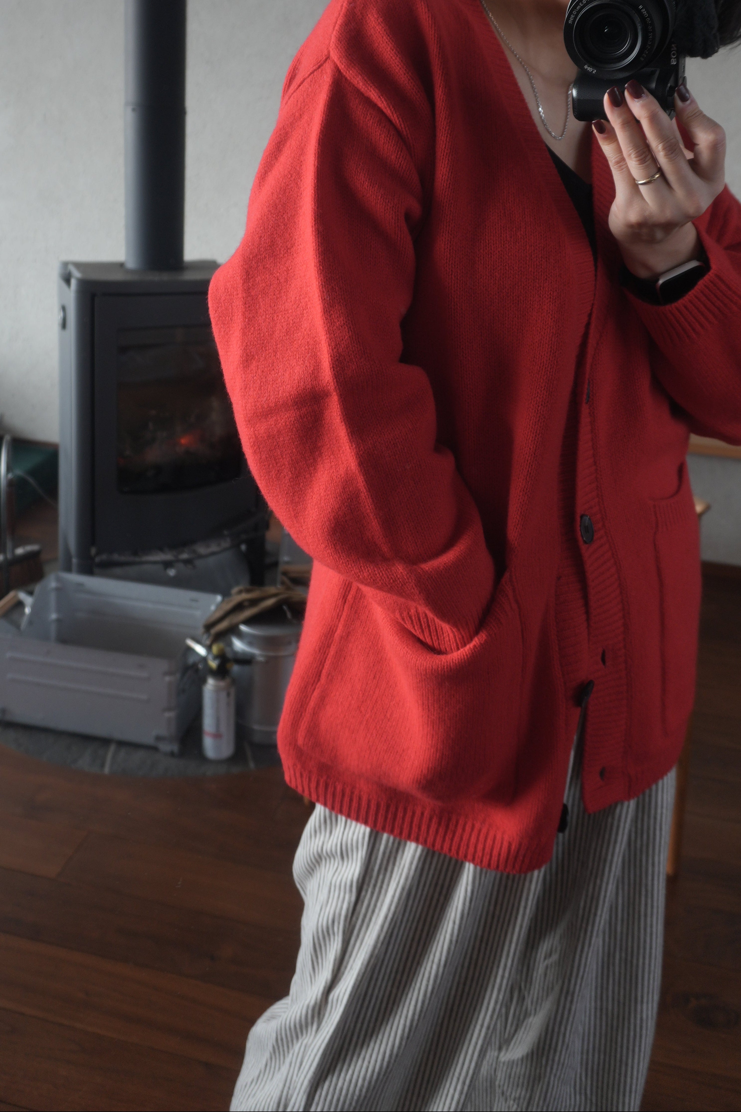 Soft Wool Relax Cardigan – Red