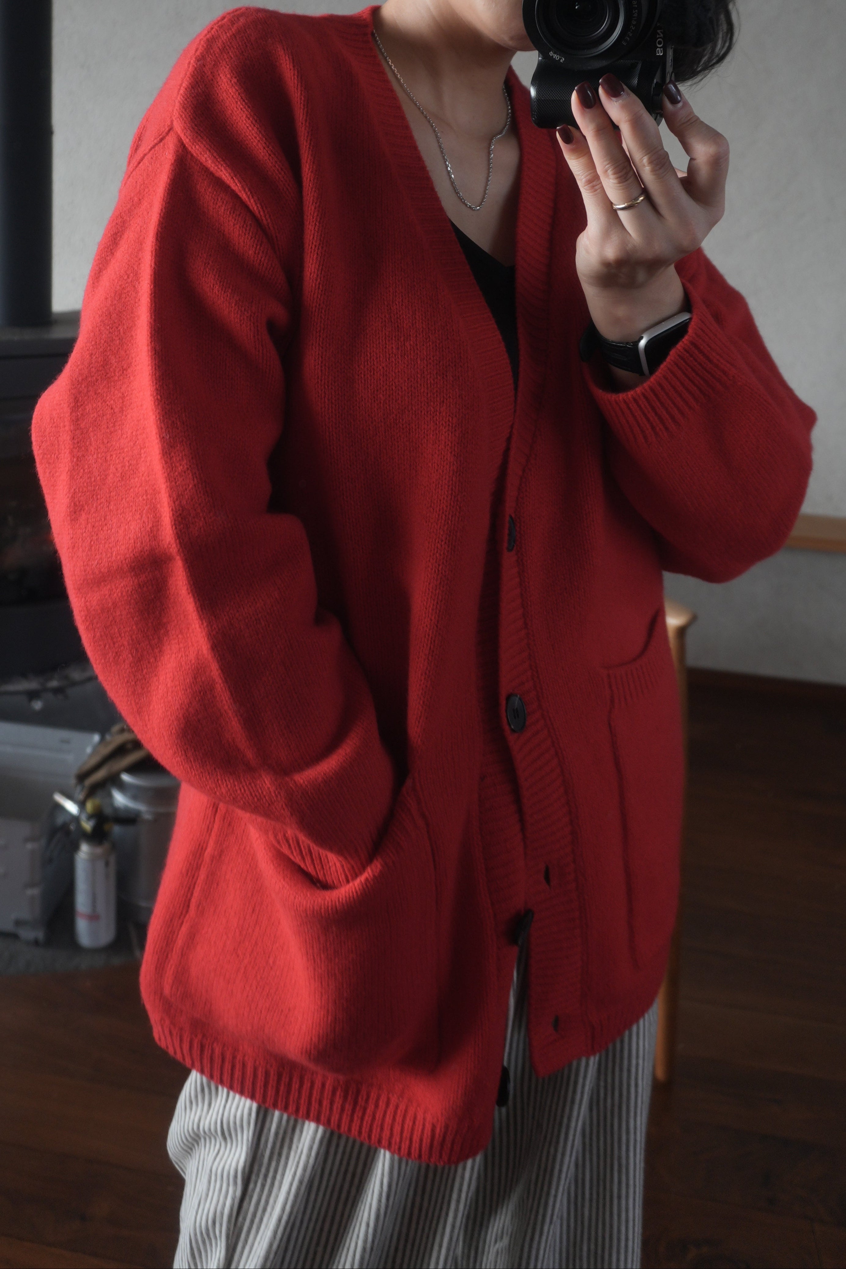 Soft Wool Relax Cardigan – Red